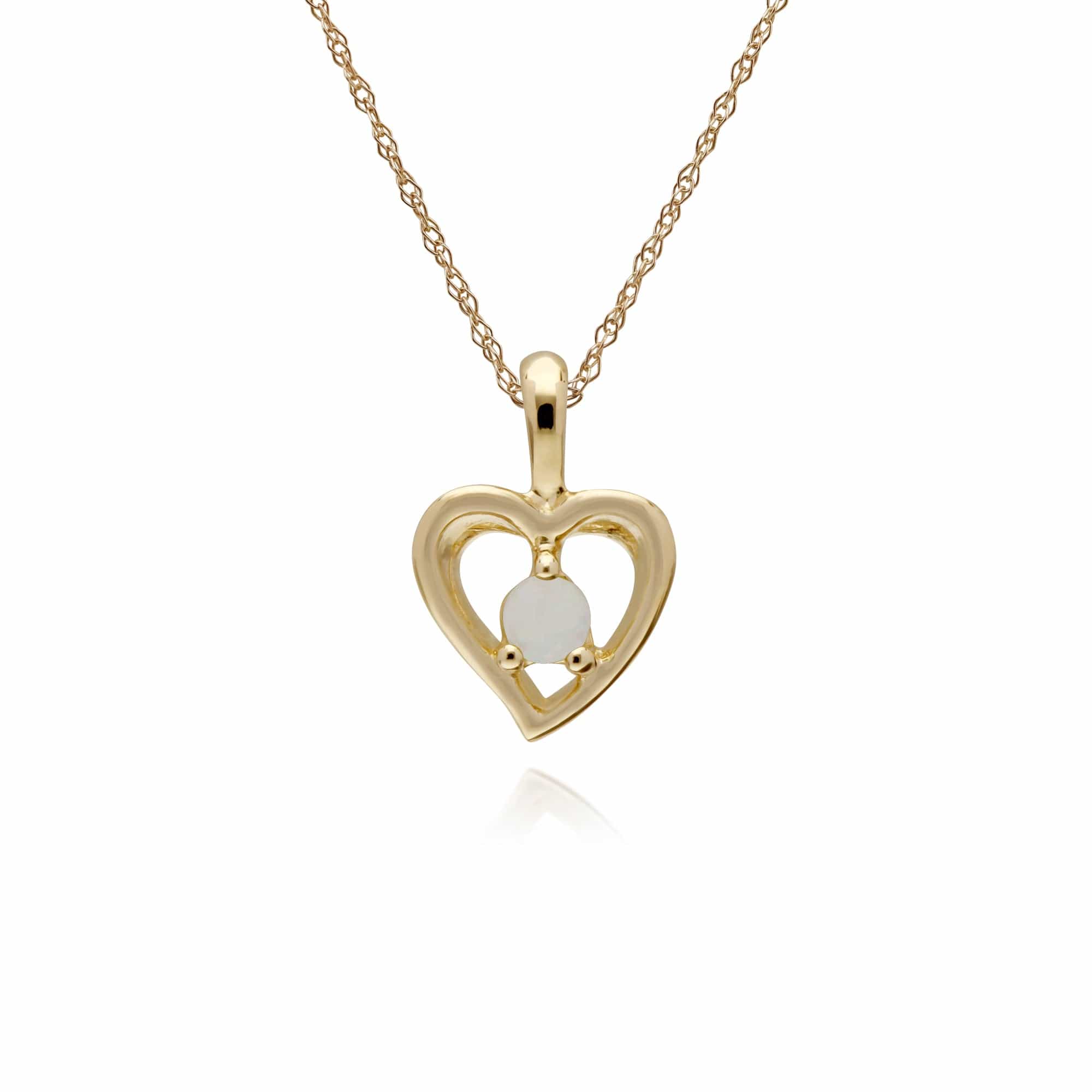 Gemondo 9ct Yellow Gold Opal Single Stone Heart 45cm Necklace - Gemondo