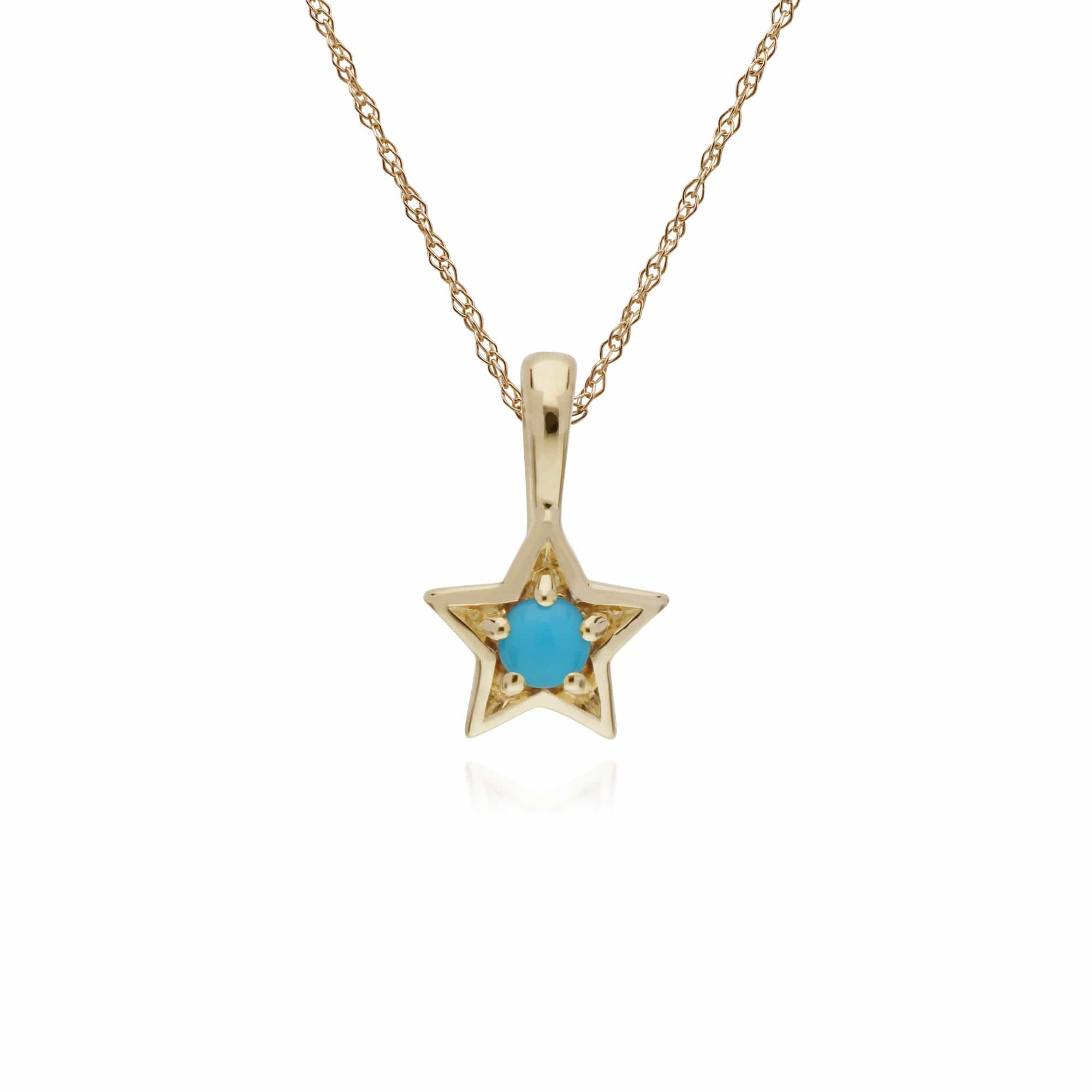 135E1565019-135P1903019 Contemporary Round Turquoise Single Stone Star Earrings & Necklace Set in 9ct Yellow Gold 3