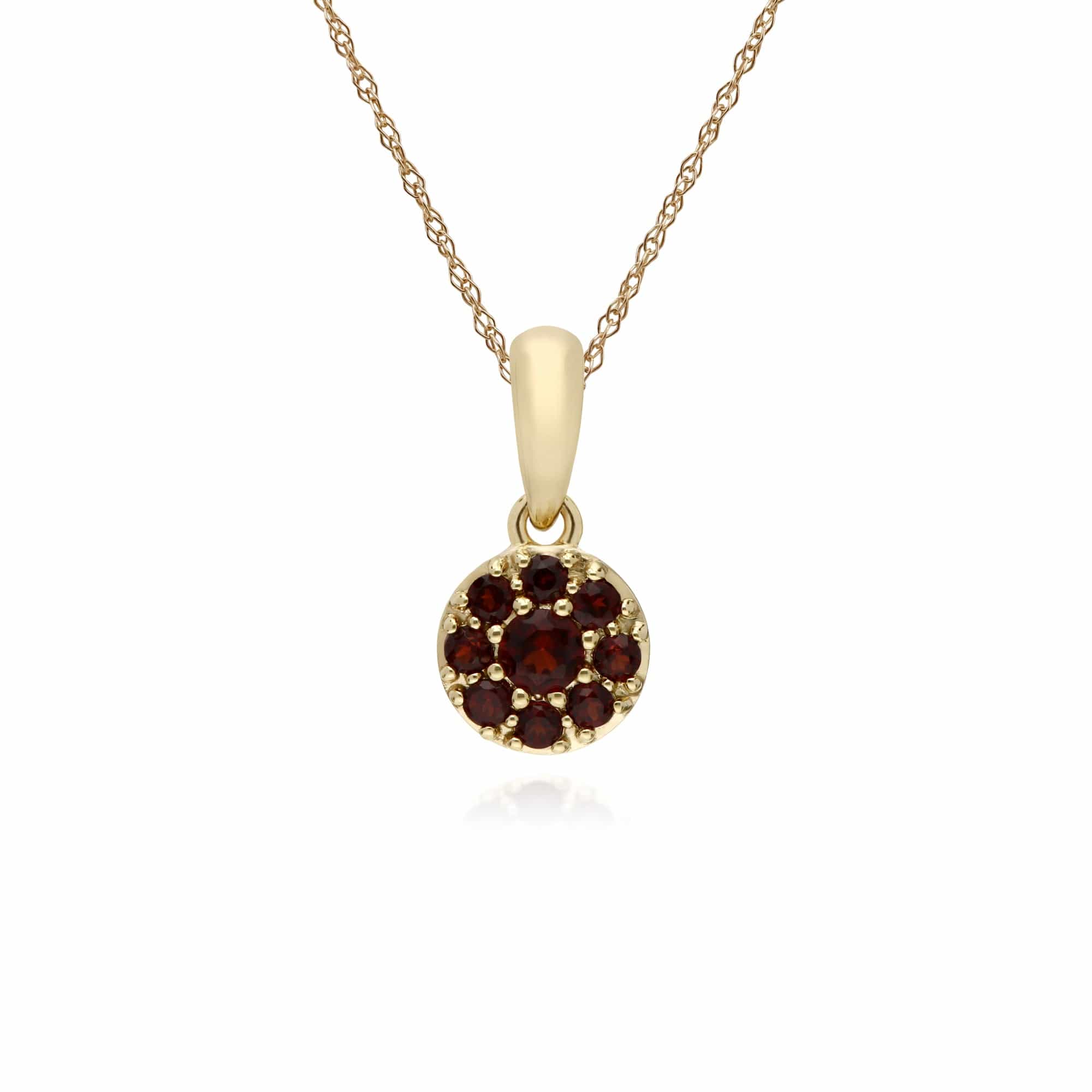 135E1573069-135P1910069 Classic Round Garnet Cluster Drop Earrings & Pendant Set in 9ct Yellow Gold 3