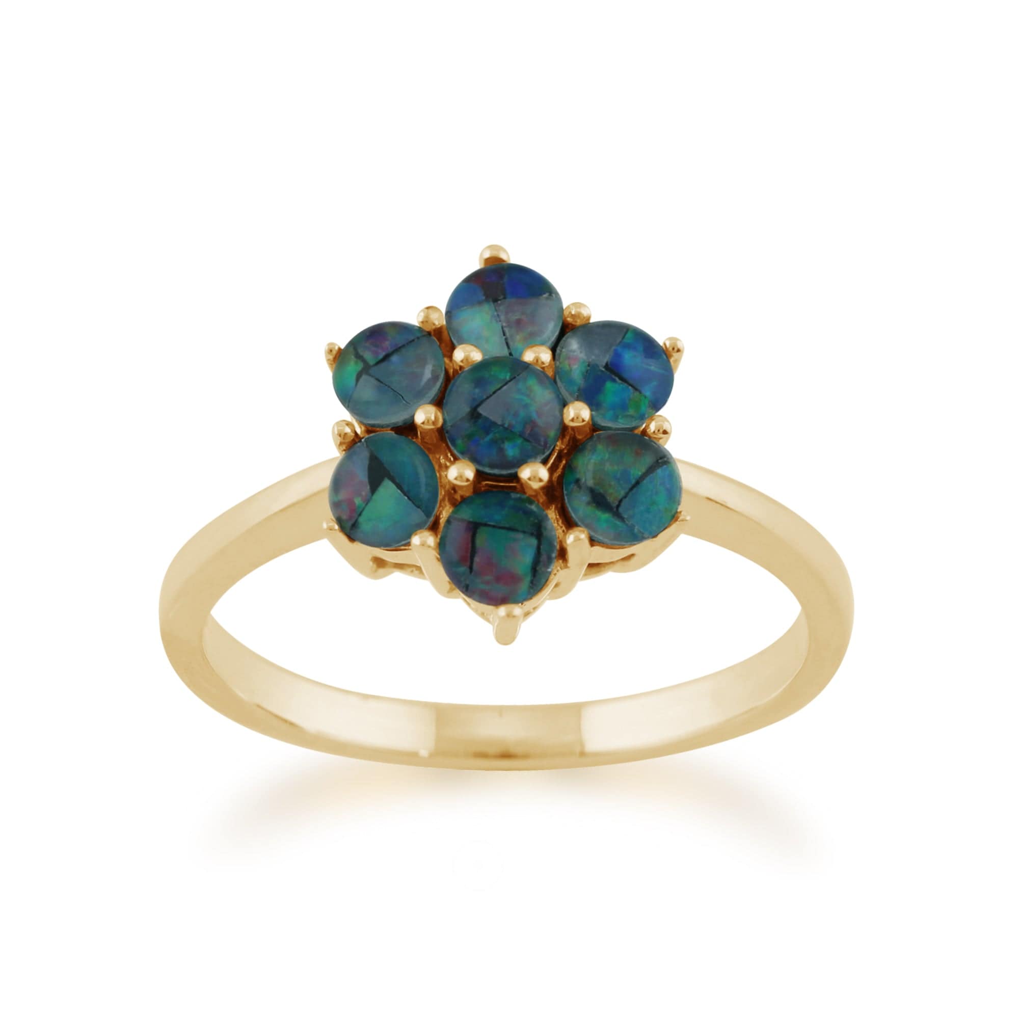 Gemondo 9ct Yellow Gold 0.56ct Triplet Opal Floral Ring Image 1