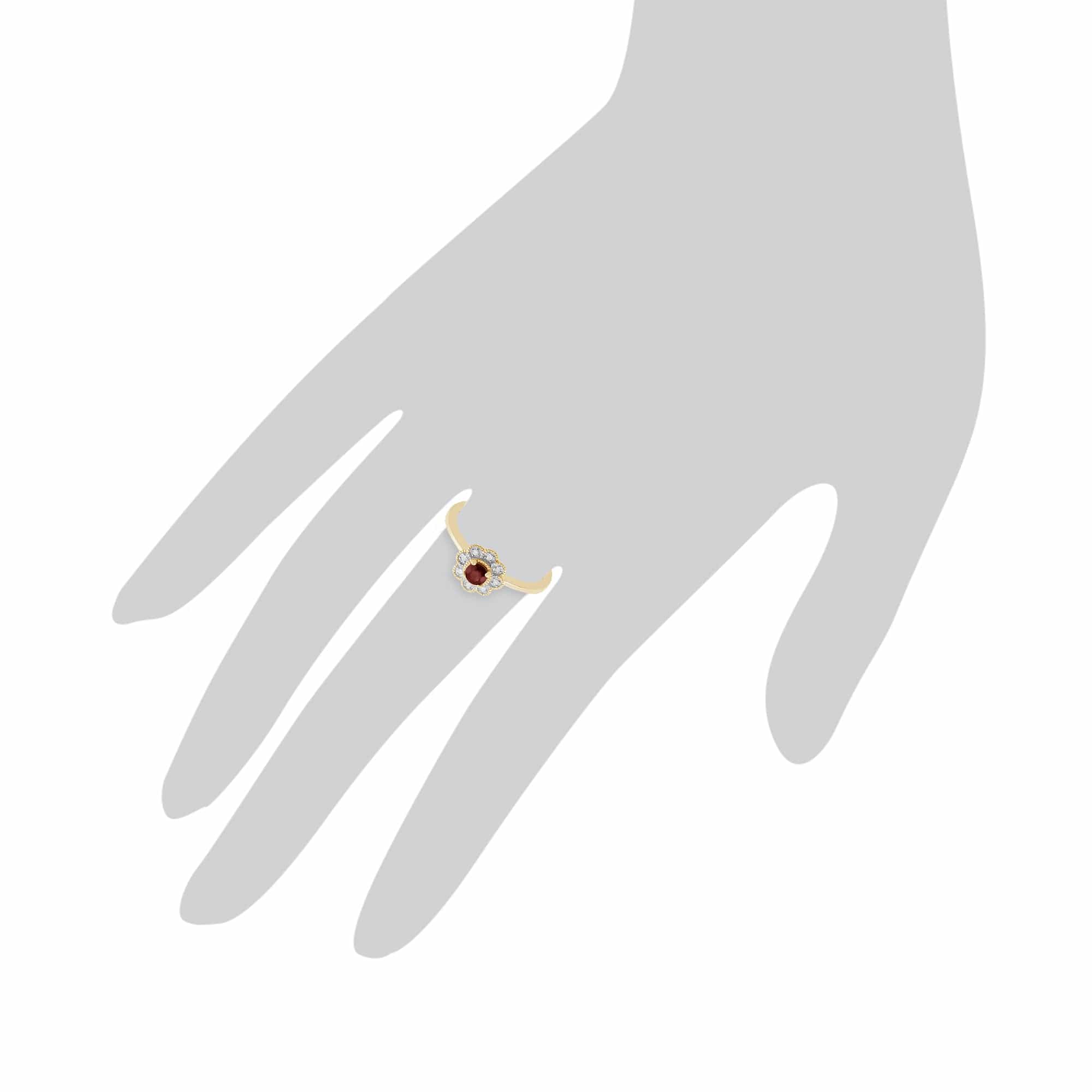 Gemondo 9ct Yellow Gold 0.24ct Ruby & Diamond Floral Ring Image 3
