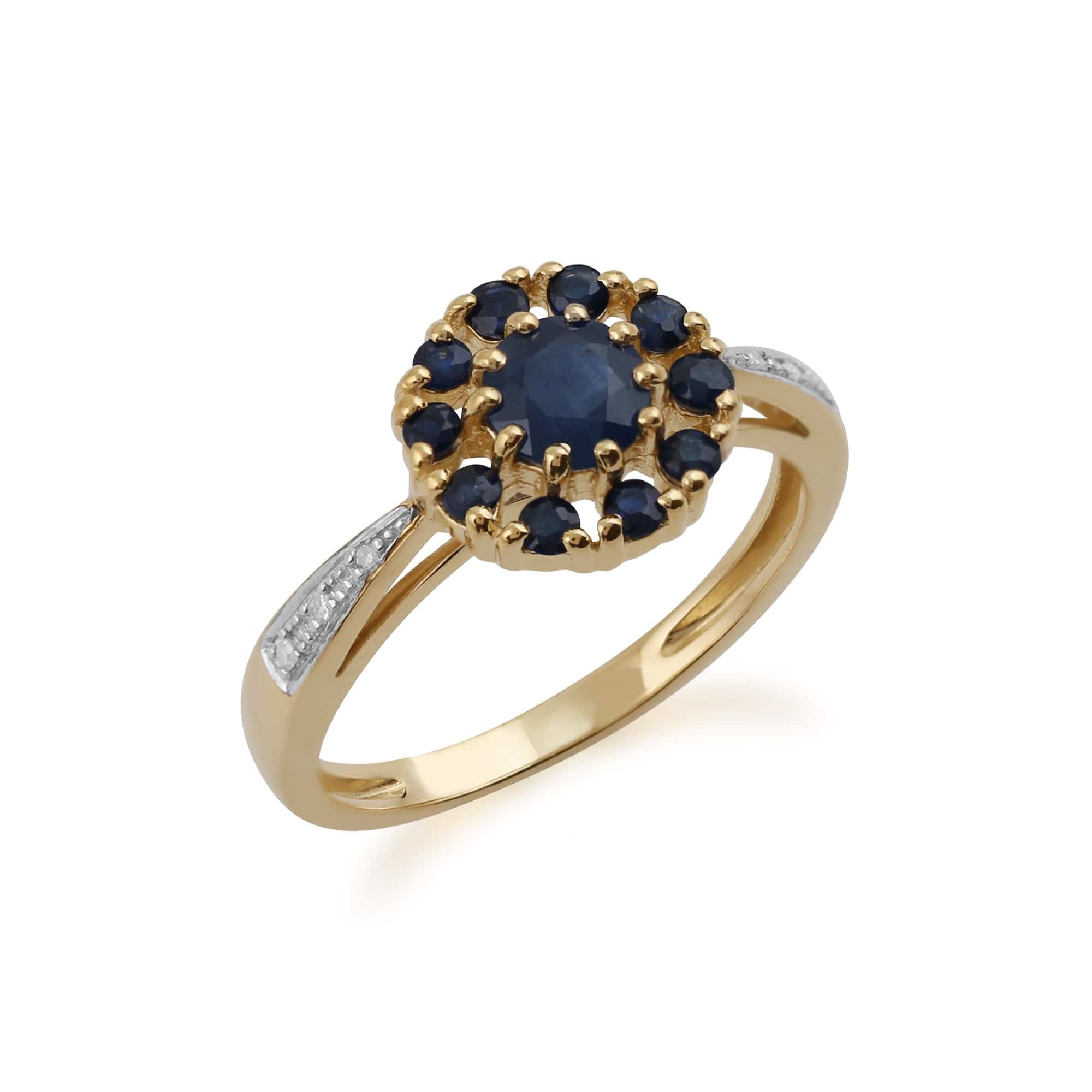 135R1254039 Gemondo 9ct Yellow Gold 1.04ct Sapphire & Diamond Floral Ring 2