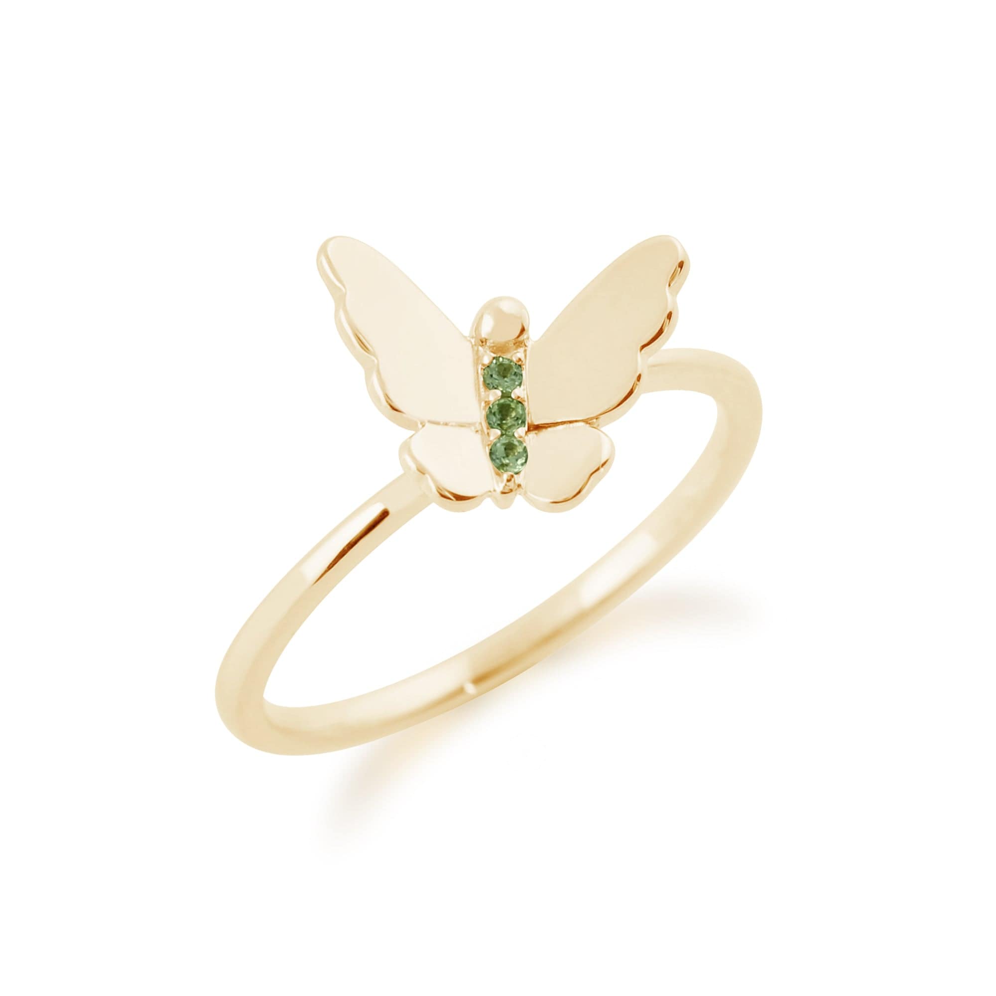 135R1384019 Gemondo 9ct Yellow Gold 0.02ct Peridot Stackable Butterfly Ring 2