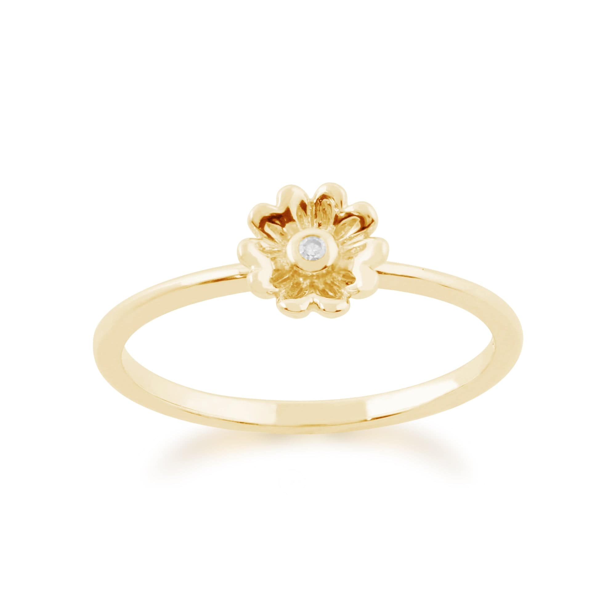 Gemondo 9ct Yellow Gold 0.01ct Diamond Stackable Floral Ring Image 1
