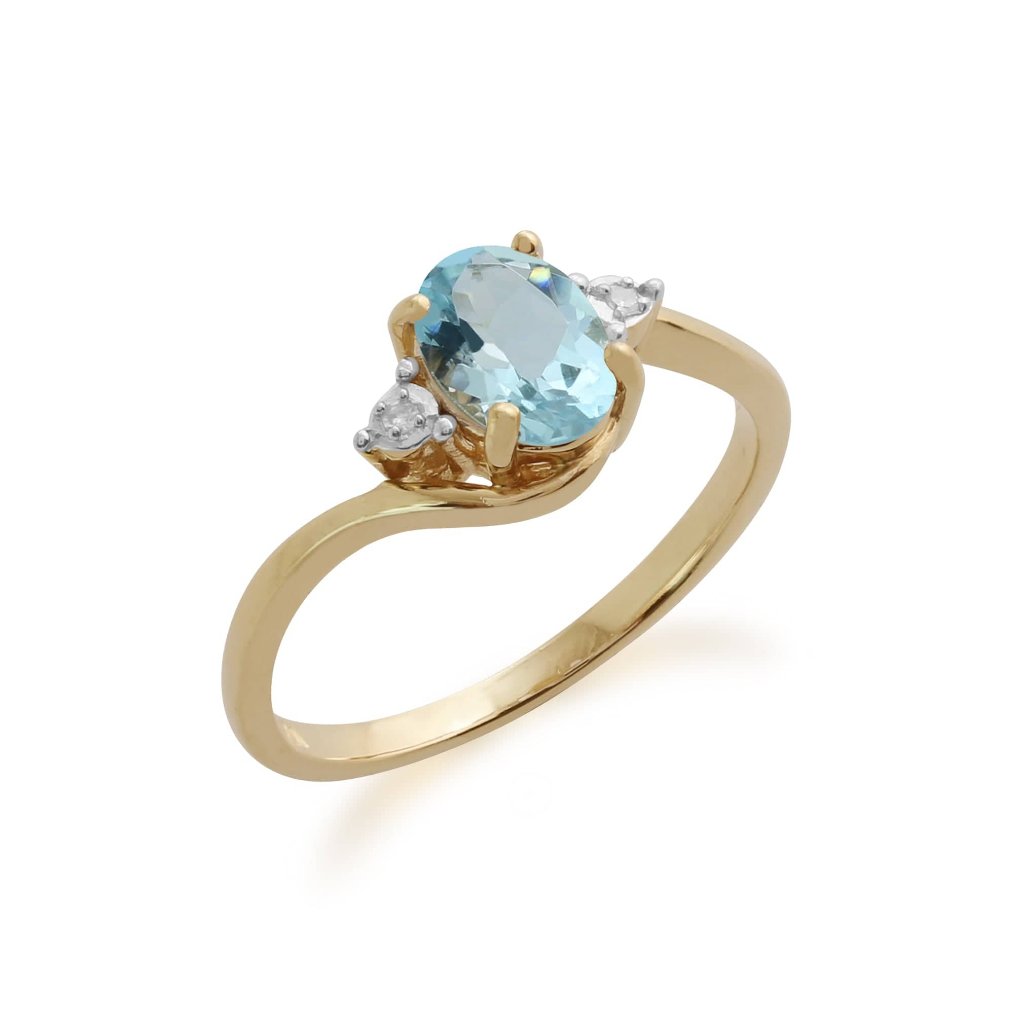 Gemondo 9ct Yellow Gold 0.67ct Aquamarine & Diamond Ring Image 1