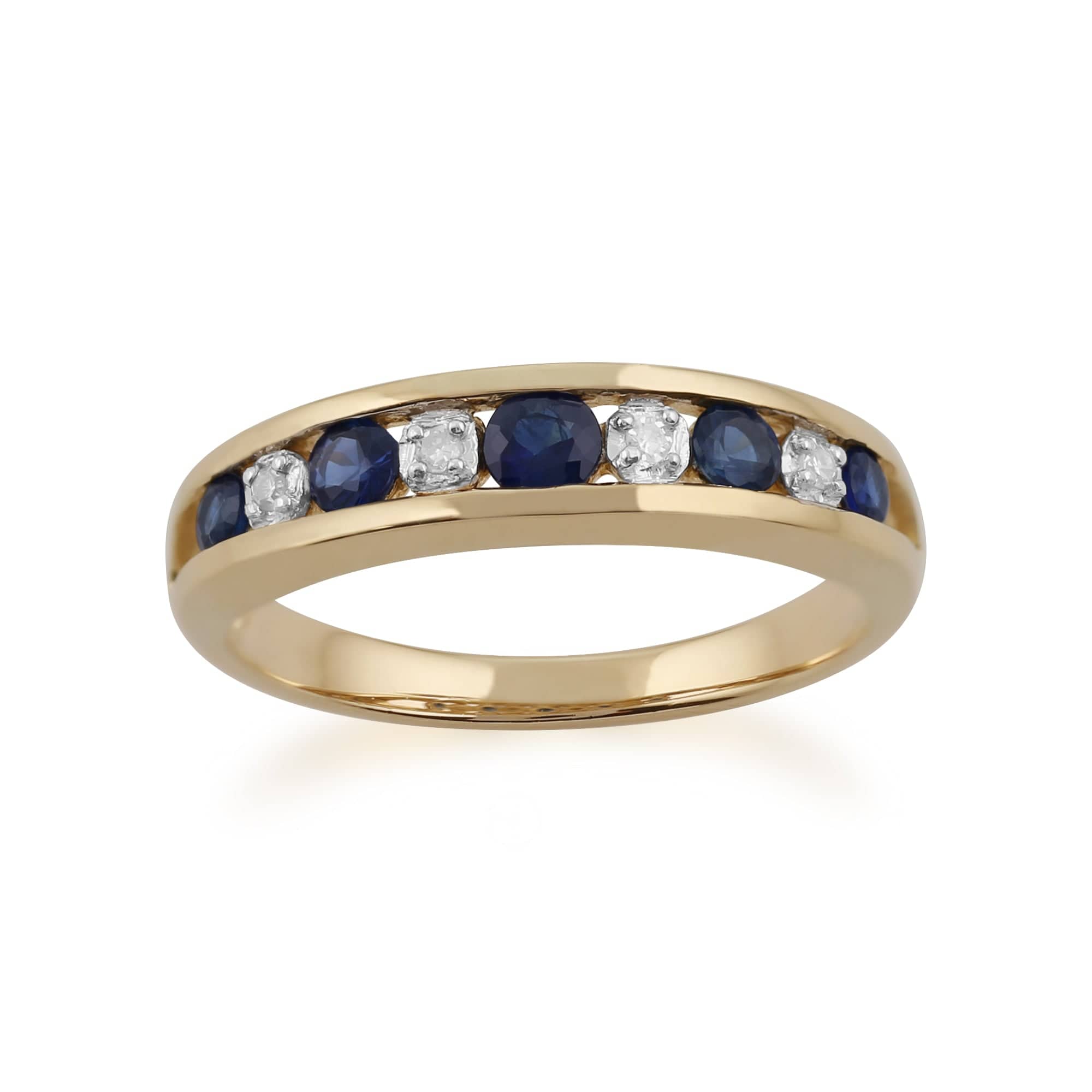 Gemondo 9ct Yellow Gold 0.49ct Sapphire & Diamond Half Eternity Ring Image 1