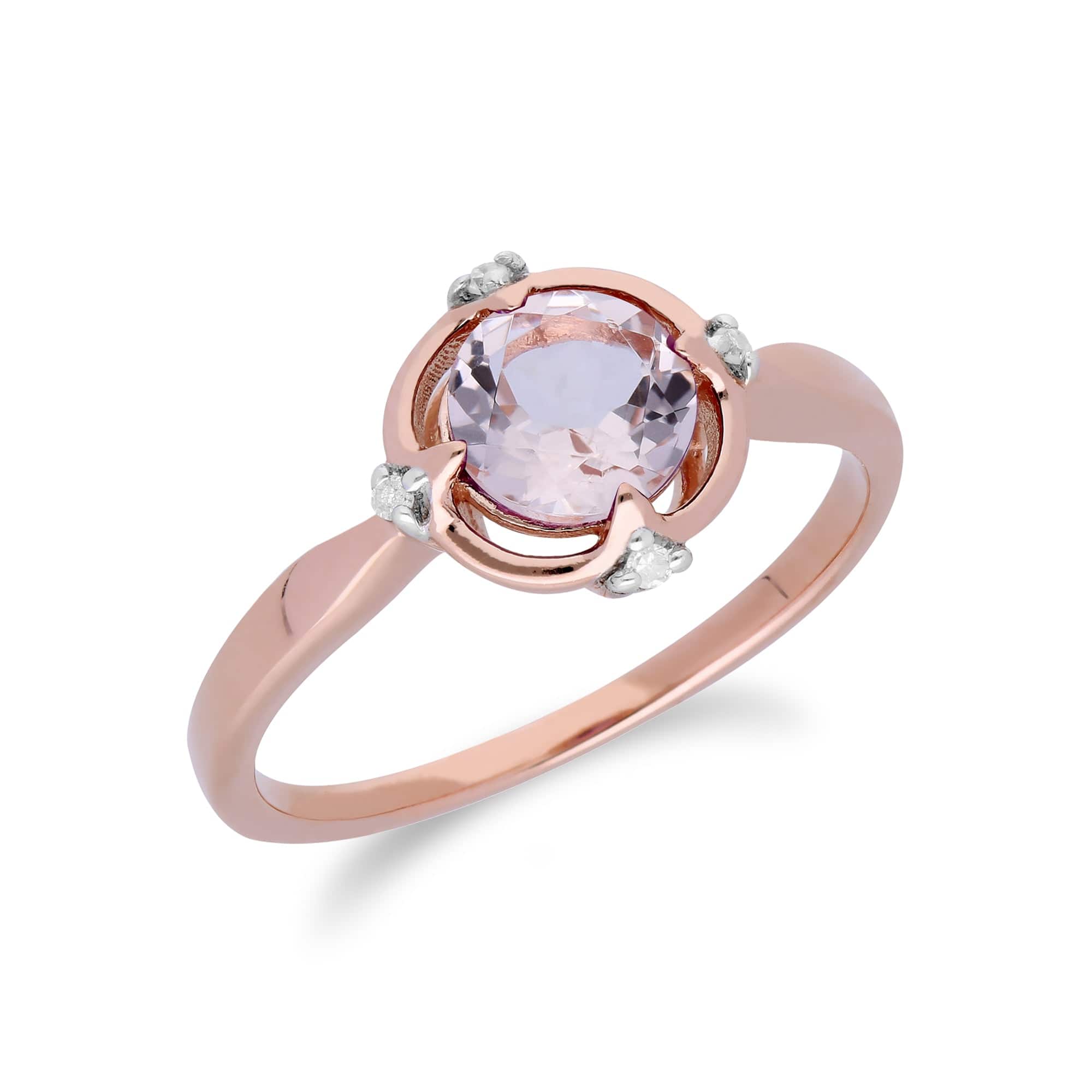 Gemondo 9ct Rose Gold Halo Morganite & Diamond Round Cut Ring Image 2