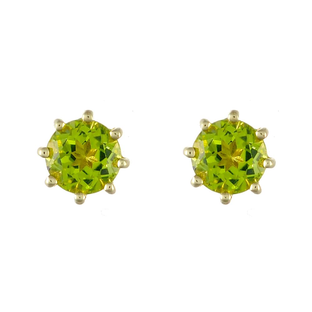 9ct Yellow Gold 0.96ct Natural Peridot Classic Round Stud Earrings 5mm Image