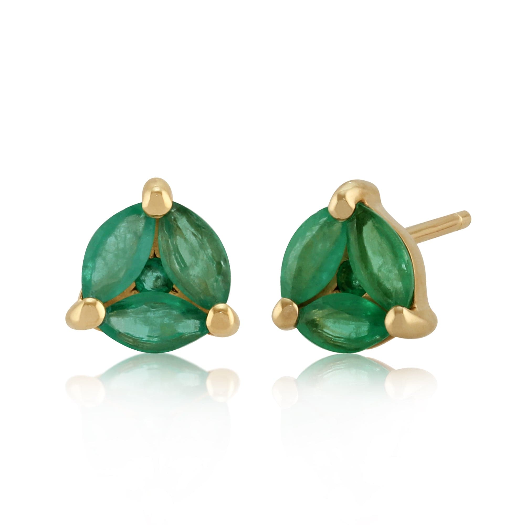 9ct Yellow Gold 0.83ct Emerald Contemporary Round Stud Earrings Image