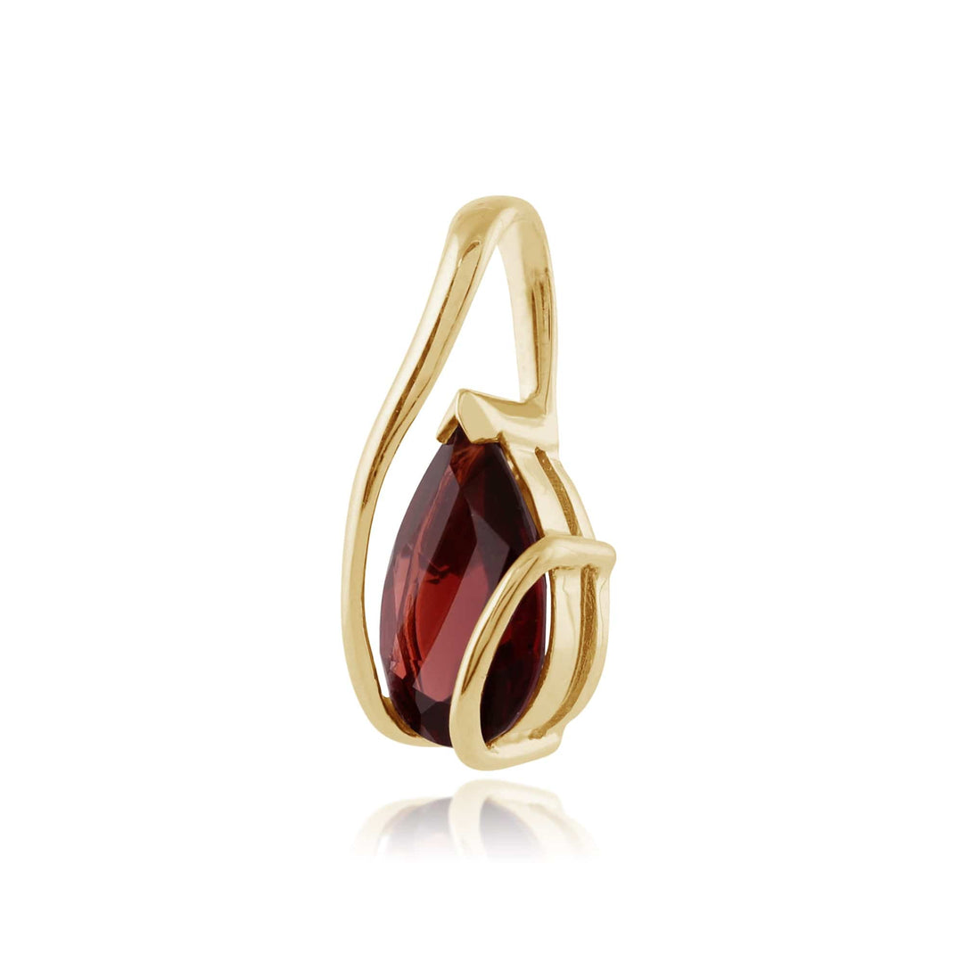 27049 Classic Pear Garnet Pendant in 9ct Yellow Gold 2