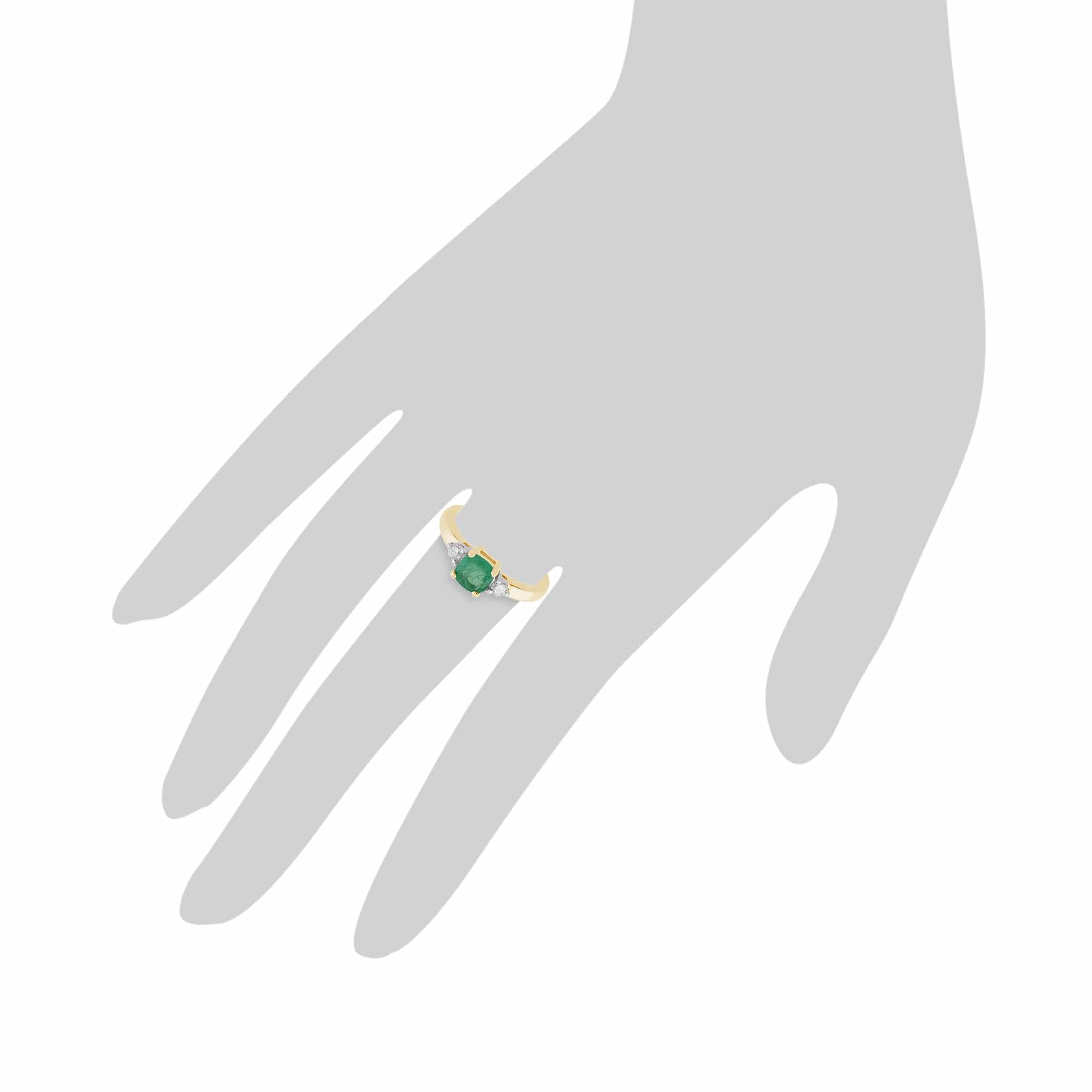 9901 9ct Yellow Gold 0.68ct Natural Emerald & Diamond Single Stone Ring 3