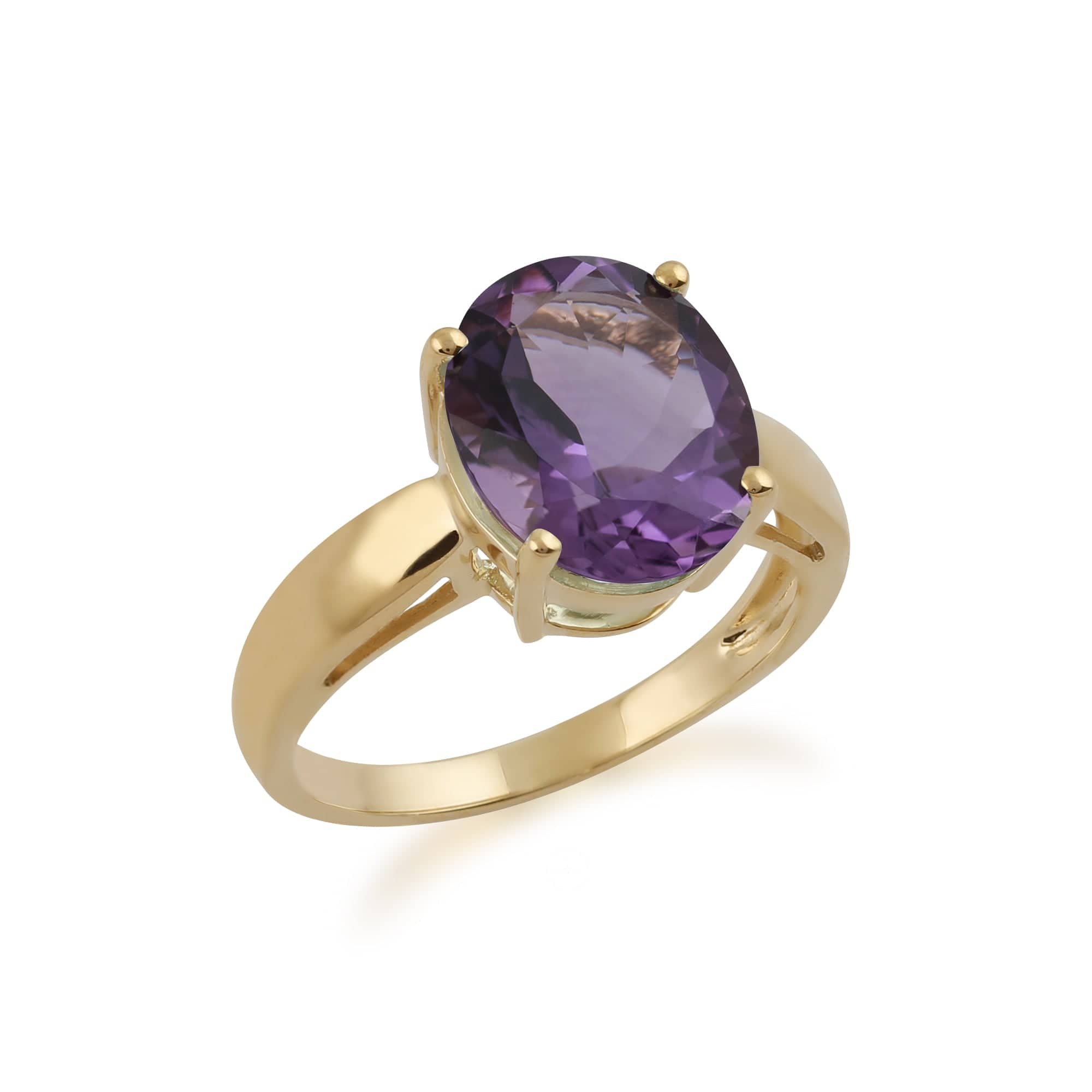 23497 9ct Yellow Gold 3.67ct Natural Amethyst Classic Single Stone Style Ring 2