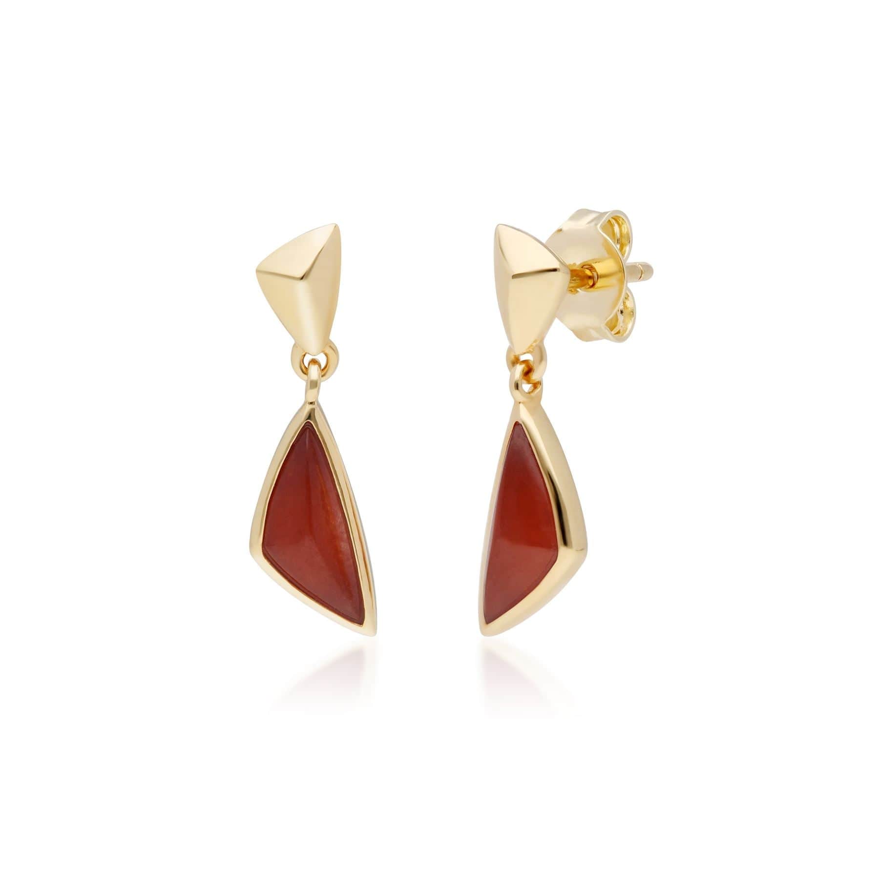 Micro Statement Dyed Red Jade Drop Earrings in 