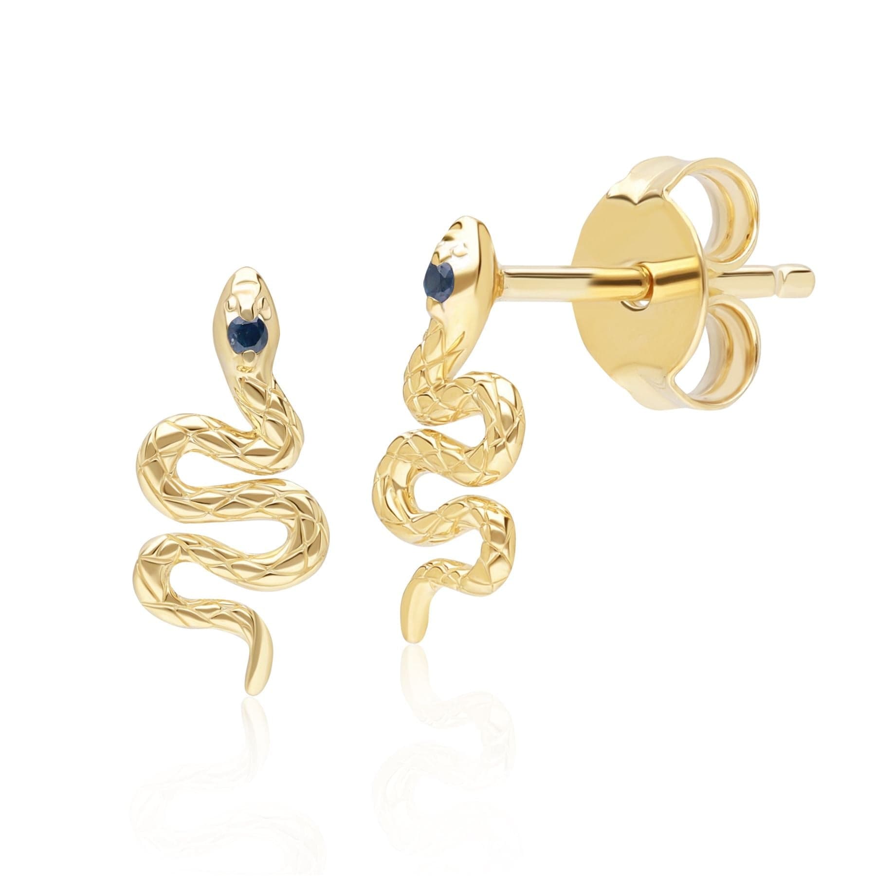 ECFEW™ Sapphire Snake Wrap Stud Earrings in 9ct Yellow Gold - Gemondo