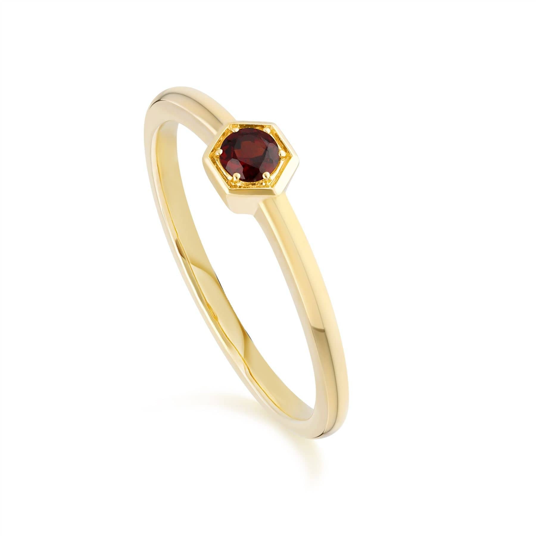 Honeycomb Inspired Garnet Ring in 9ct Yellow Gold