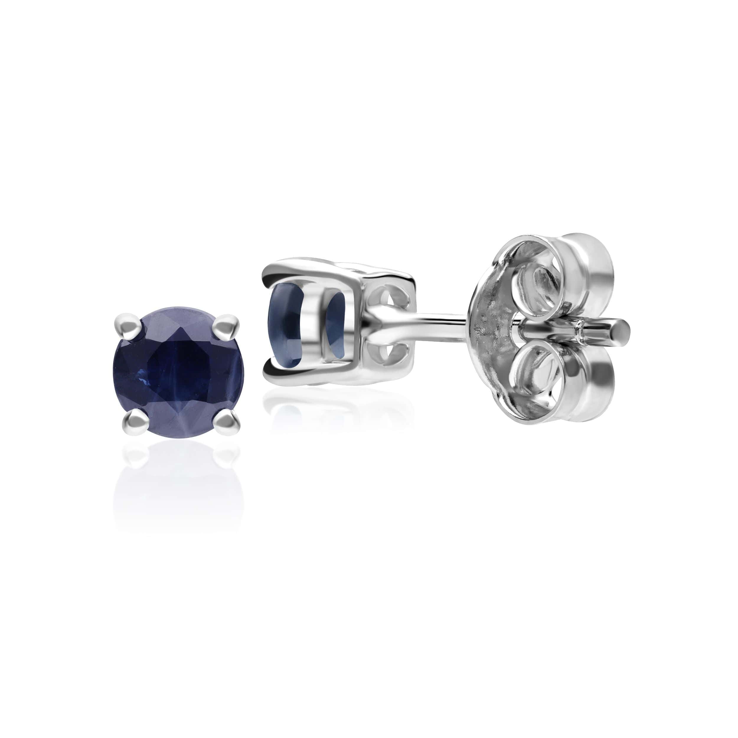 25167 Classic Round Sapphire Stud Earrings in 9ct White Gold 3