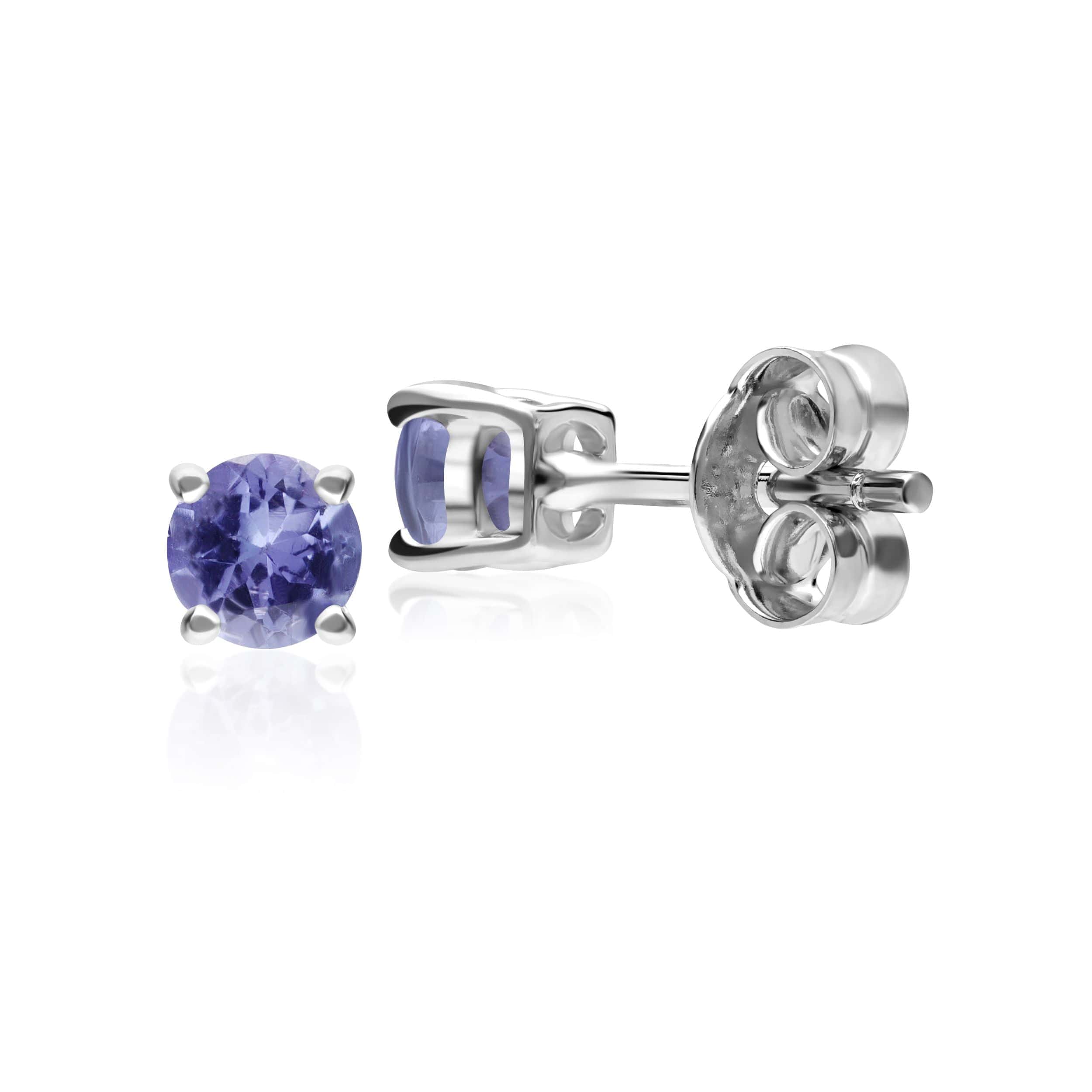 Classic Round Tanzanite Stud Earrings in 9ct White Gold