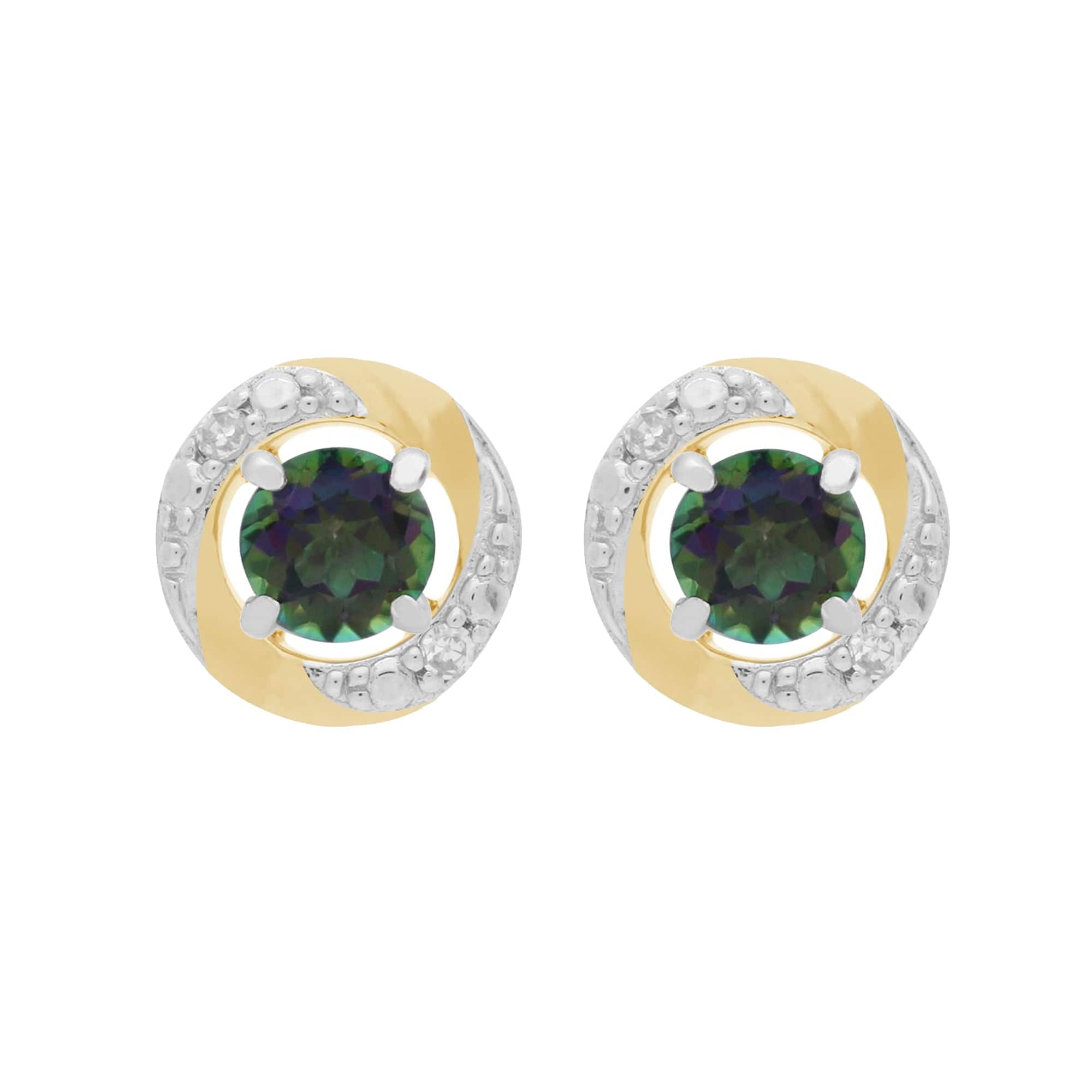 162E0071169-191E0374019 9ct White Gold Mystic Topaz Stud Earrings with Detachable Diamond Halo Ear Jacket in 9ct Yellow Gold 1