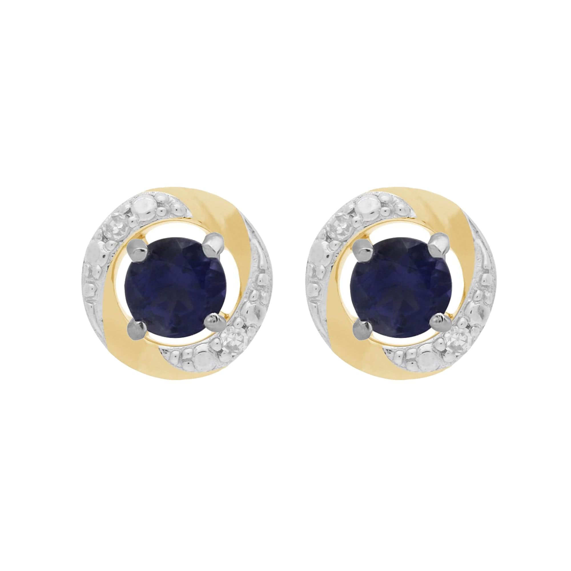 162E0071189-191E0374019 9ct White Gold Iolite Stud Earrings with Detachable Diamond Halo Ear Jacket in 9ct Yellow Gold 1