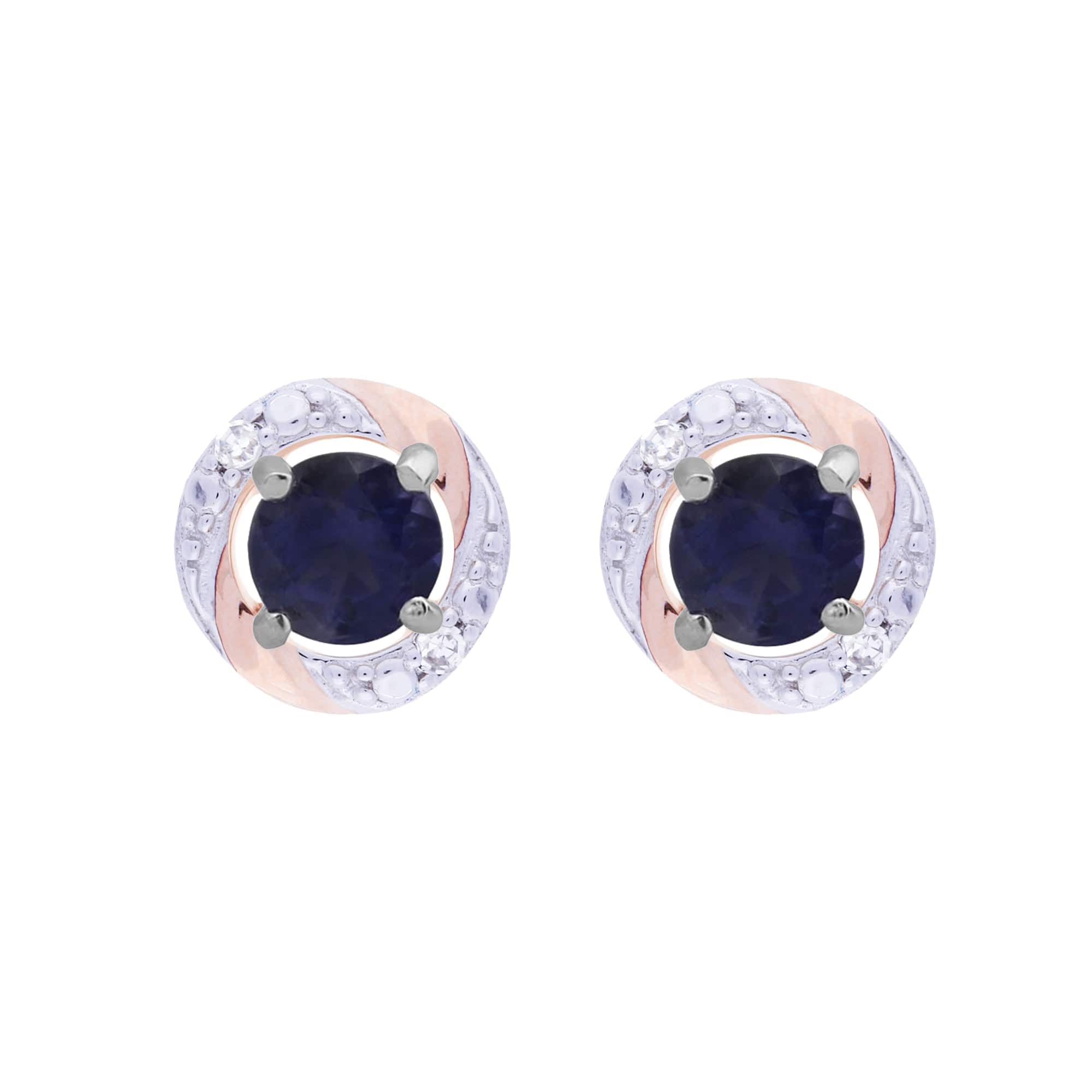 162E0071189-191E0378019 Classic Round Iolite Stud Earrings with Detachable Diamond Round Earrings Jacket Set in 9ct White Gold 1
