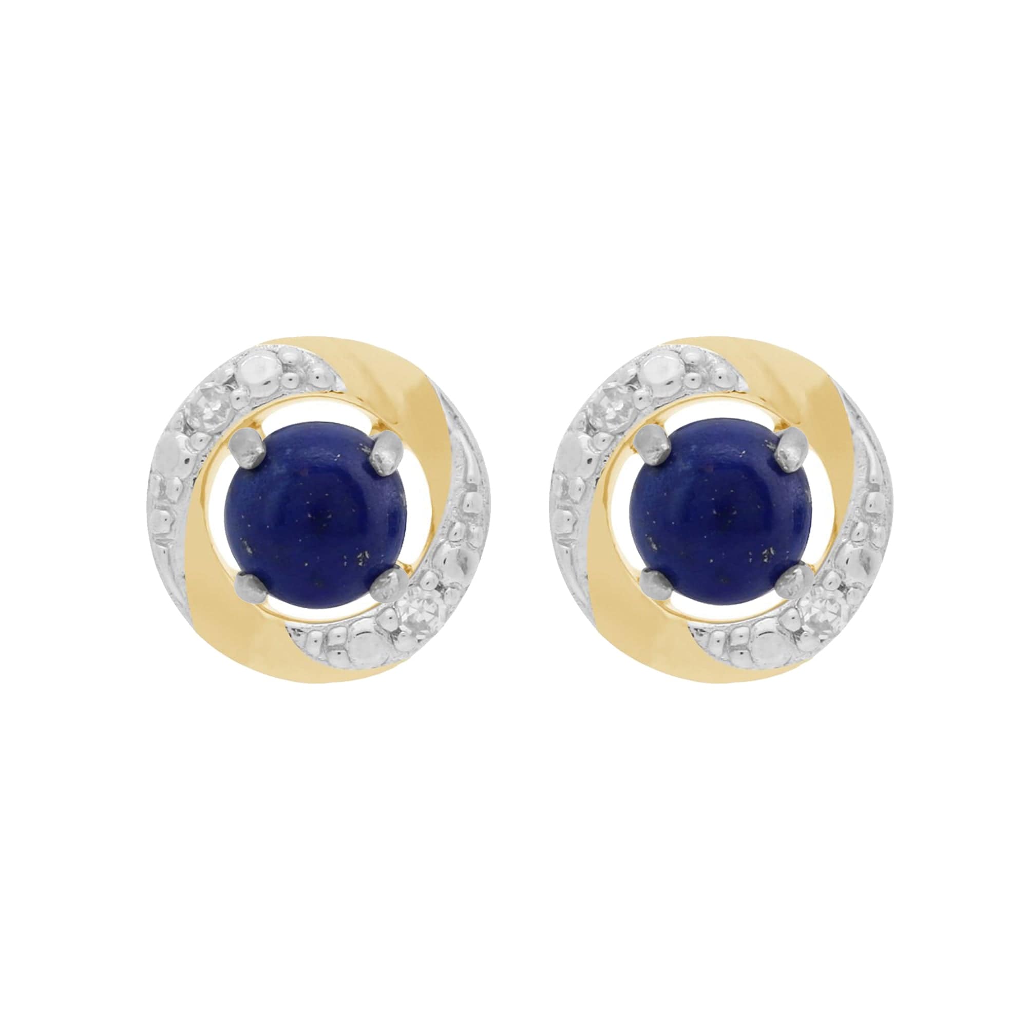 9ct White Gold Lapis Lazuli Stud Earrings & Diamond Halo Ear Jacket Image 1 