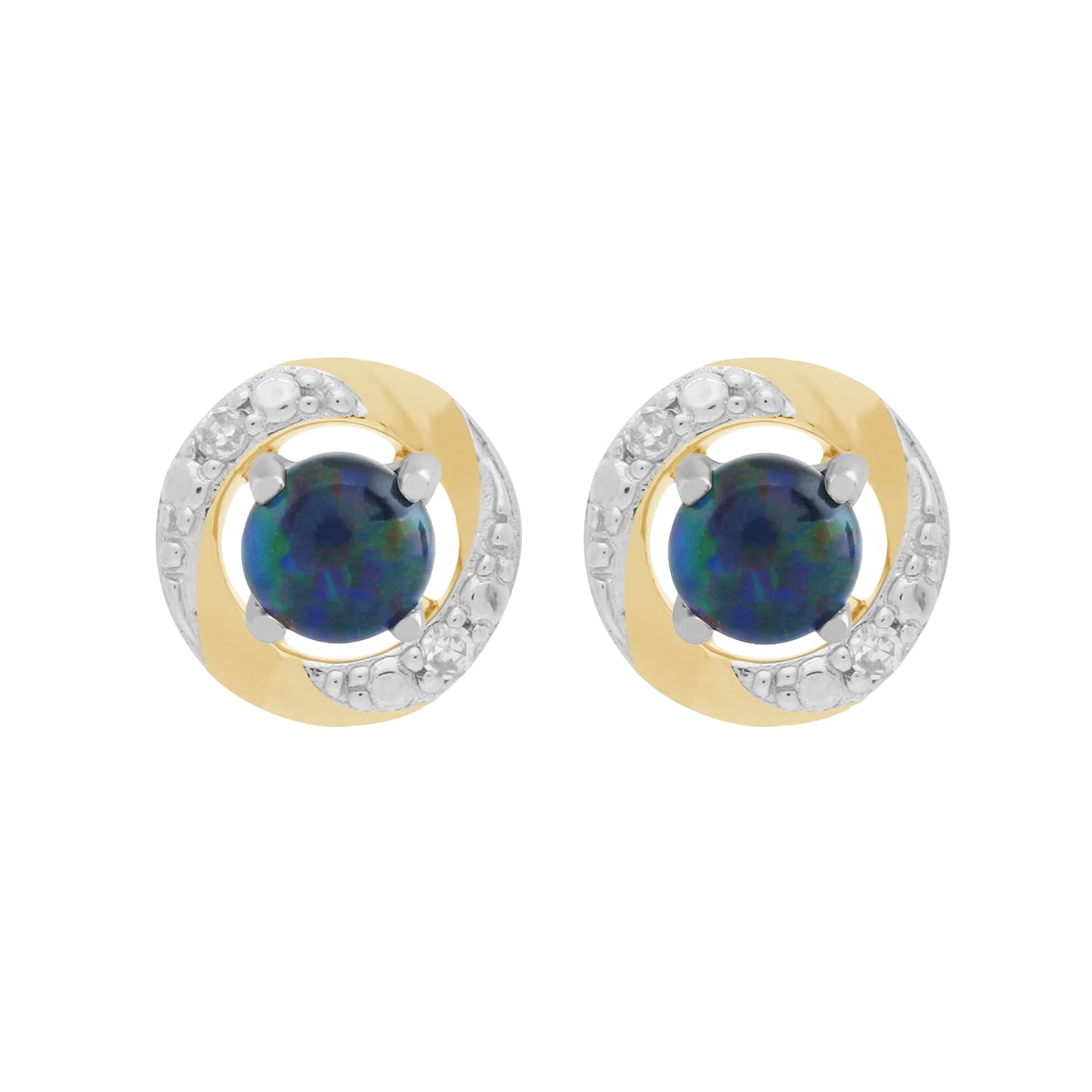 162E0071209-191E0374019 9ct White Gold Triplet Opal Stud Earrings with Detachable Diamond Halo Ear Jacket in 9ct Yellow Gold 1