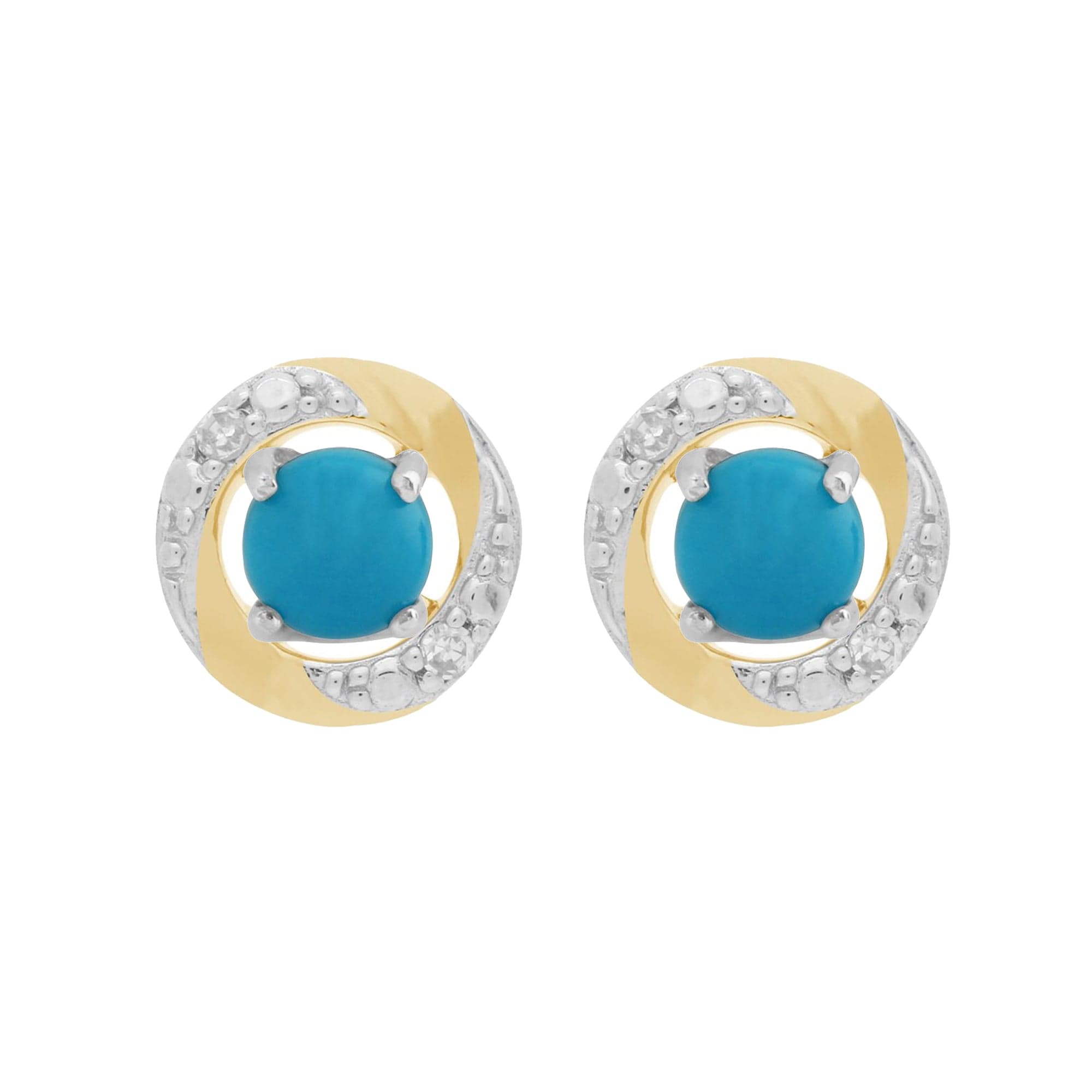 9ct White Gold Turquoise Stud Earrings & Diamond Halo Ear Jacket Image 1 