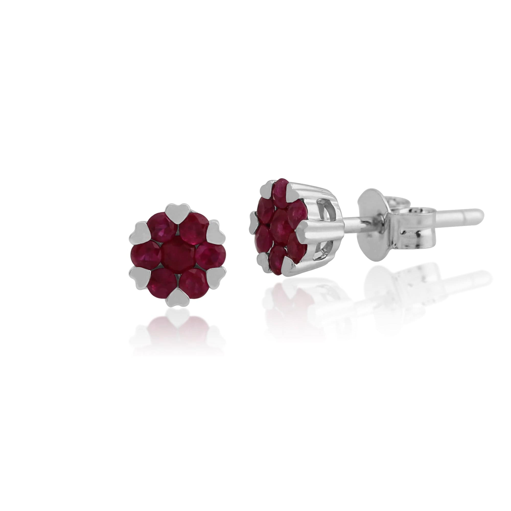 Gemondo 9ct White Gold 0.34ct Ruby Floral Cluster Stud Earrings Image