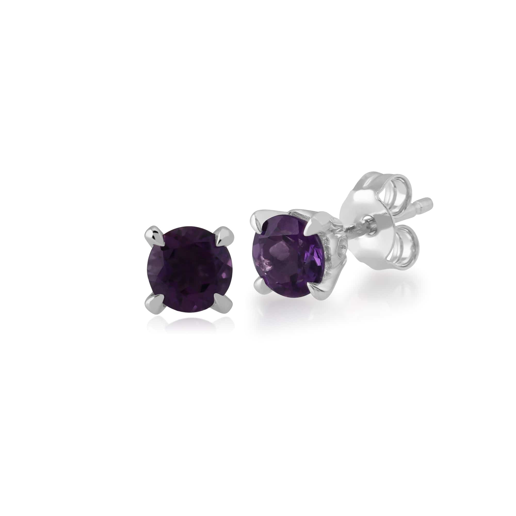 Gemondo Amethyst Round Stud Earrings In 9ct White Gold 4.50mm Claw Set Image