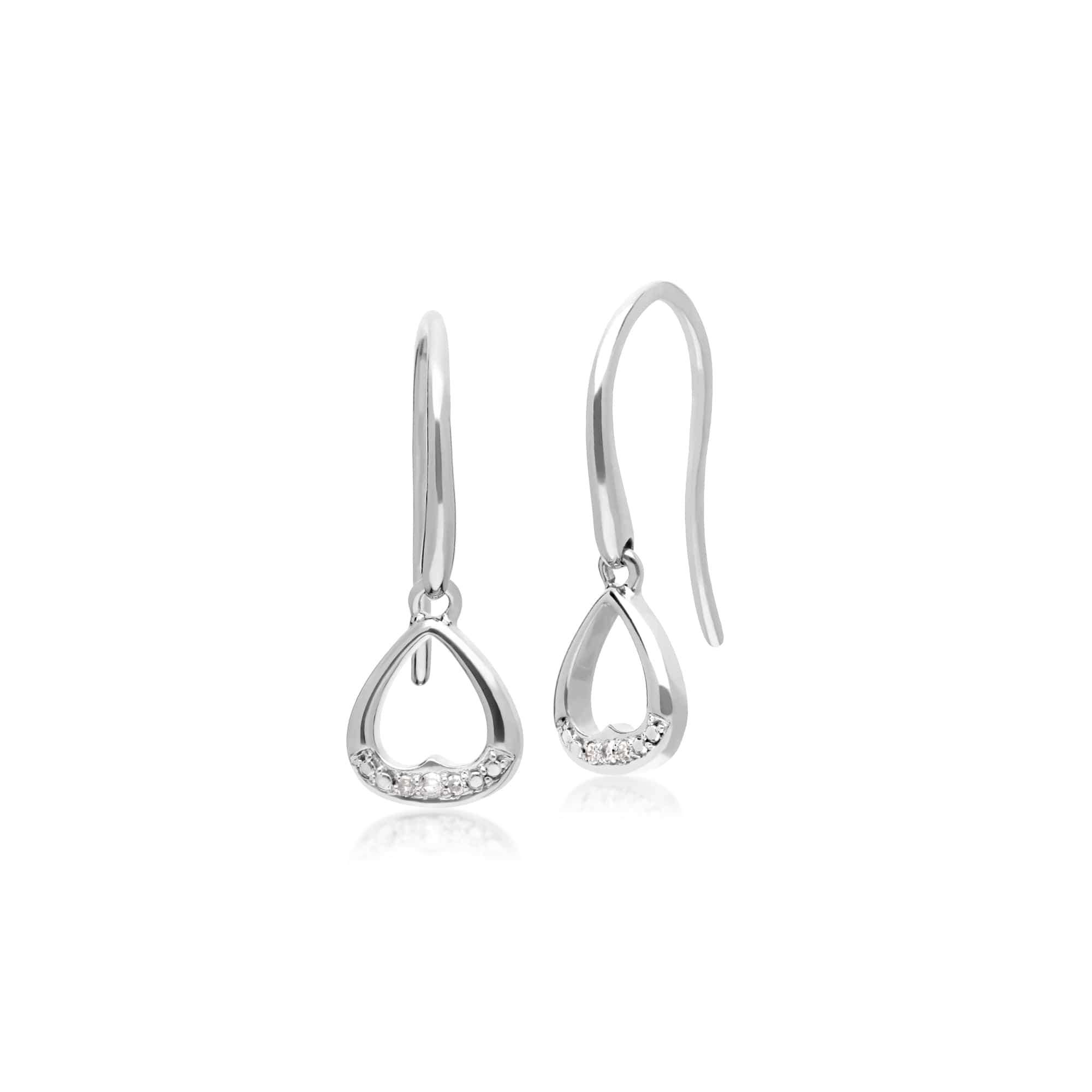 162E0257019 Gemondo 9ct White Gold Diamond Heart Drop Earrings 1