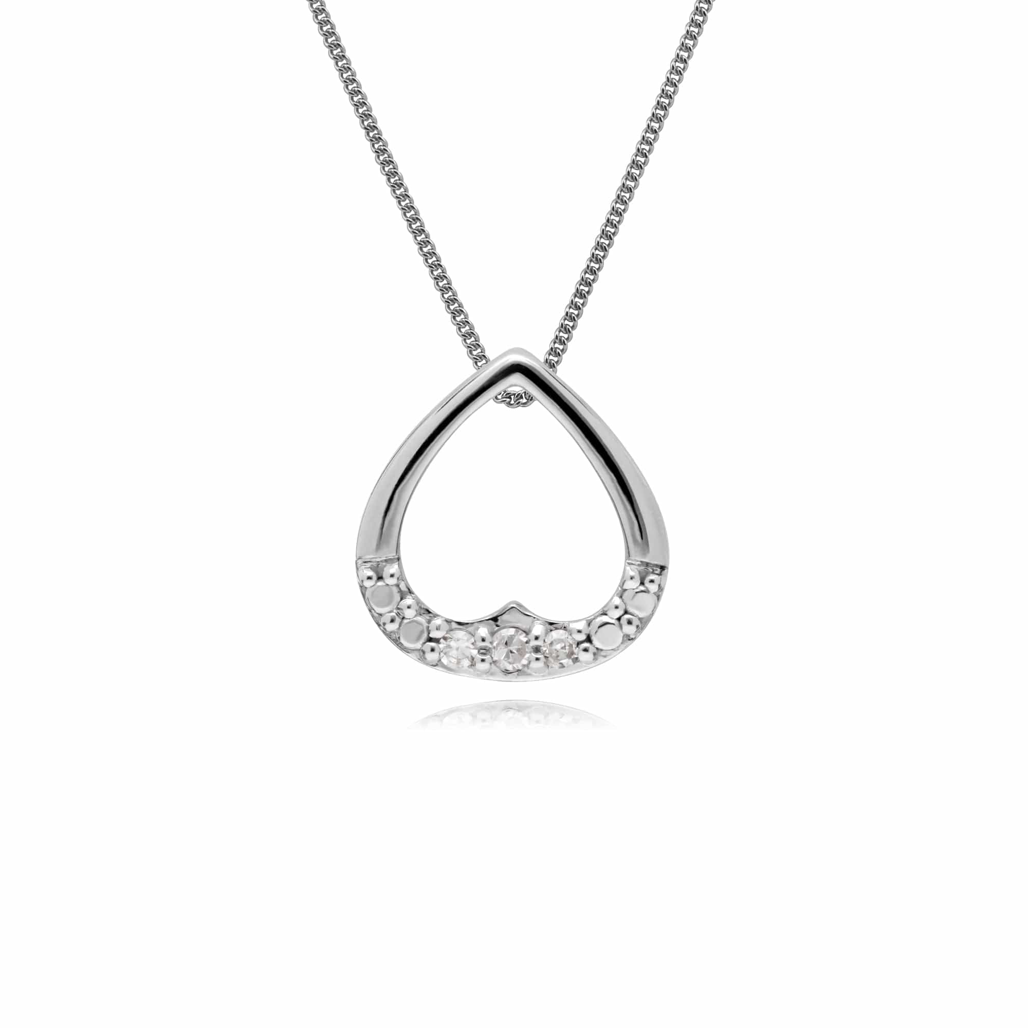 162P0218019 Gemondo 9ct White Gold Diamond Heart Pendant on 45cm Chain 1