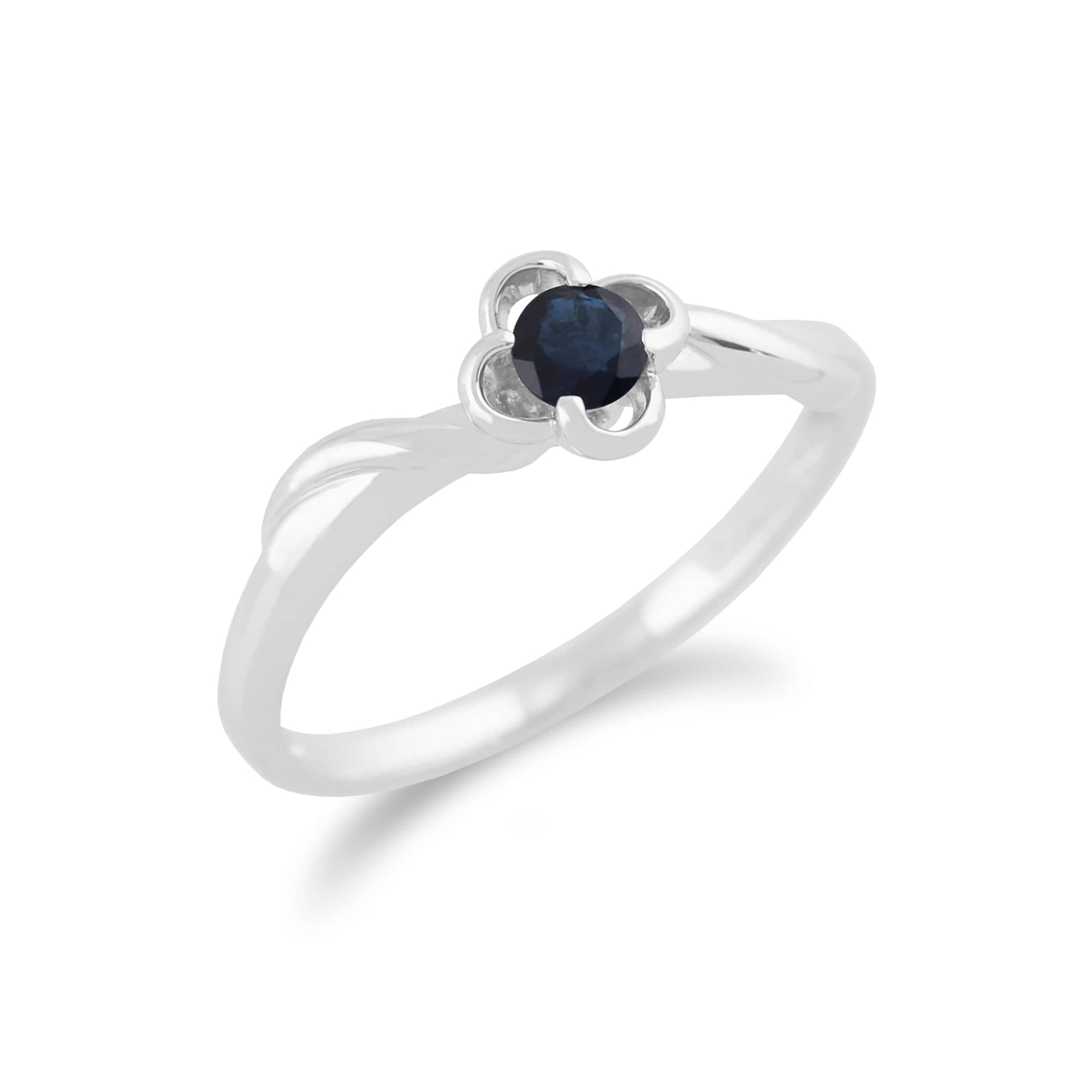 162R0134019 Gemondo 9ct White Gold 0.27ct Blue Sapphire Floral Ring 2