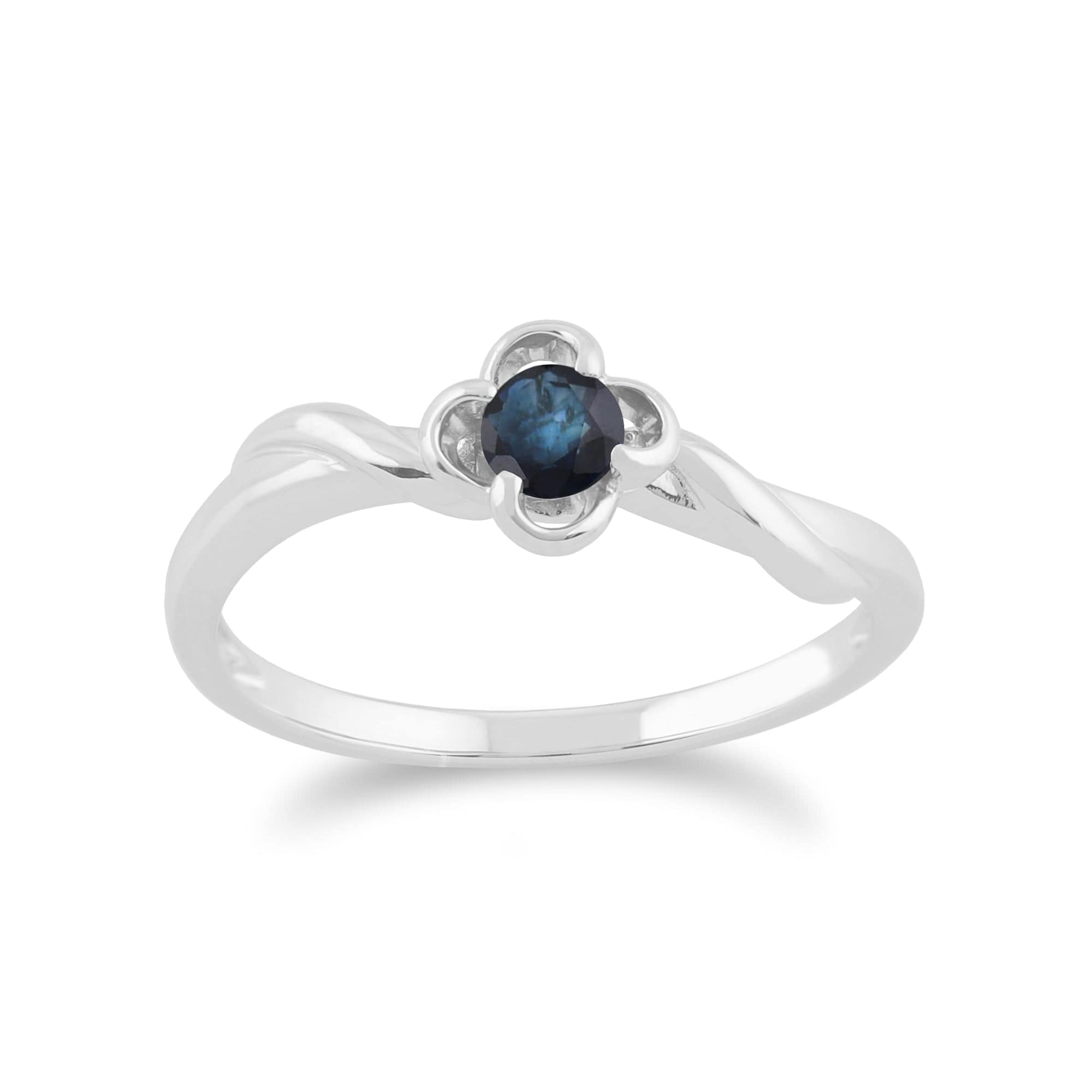 Gemondo 9ct White Gold 0.27ct Blue Sapphire Floral Ring Image 1