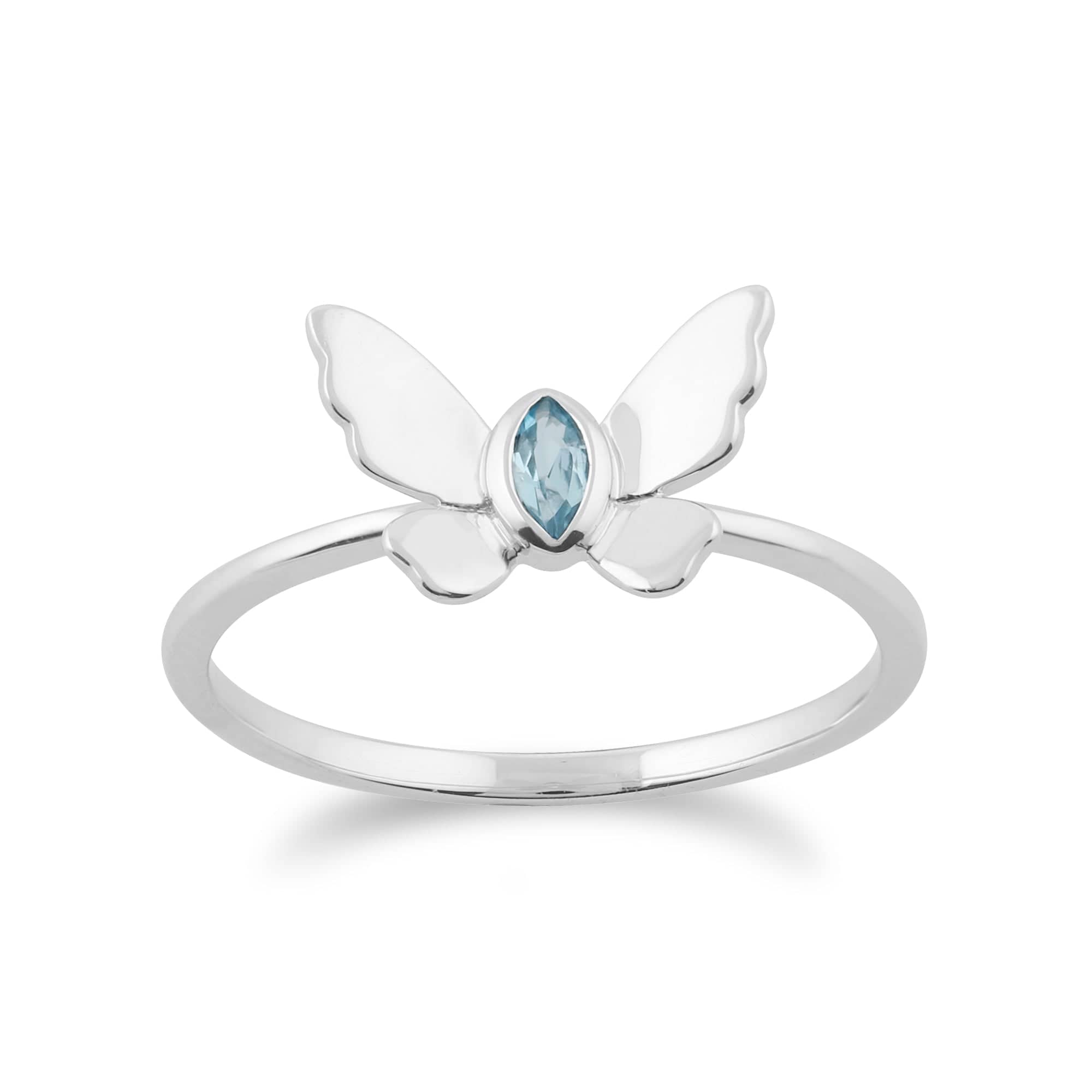 Gemondo 9ct White Gold 0.08ct Blue Topaz Butterfly Ring Image 1