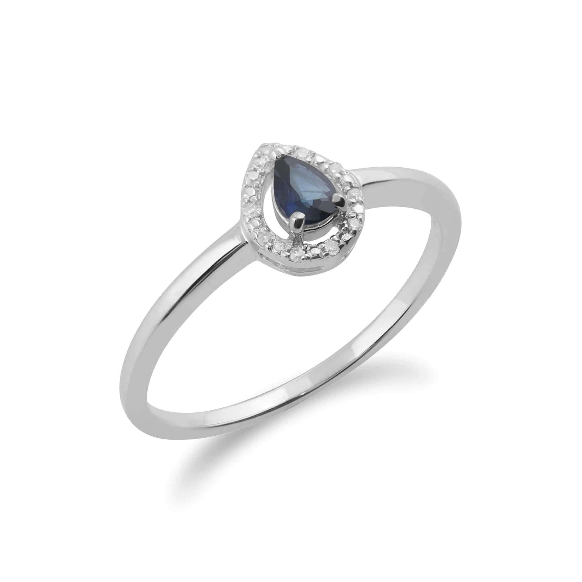 162R0289019 Gemondo 9ct White Gold Sapphire & Diamond Pear Cluster Ring 2