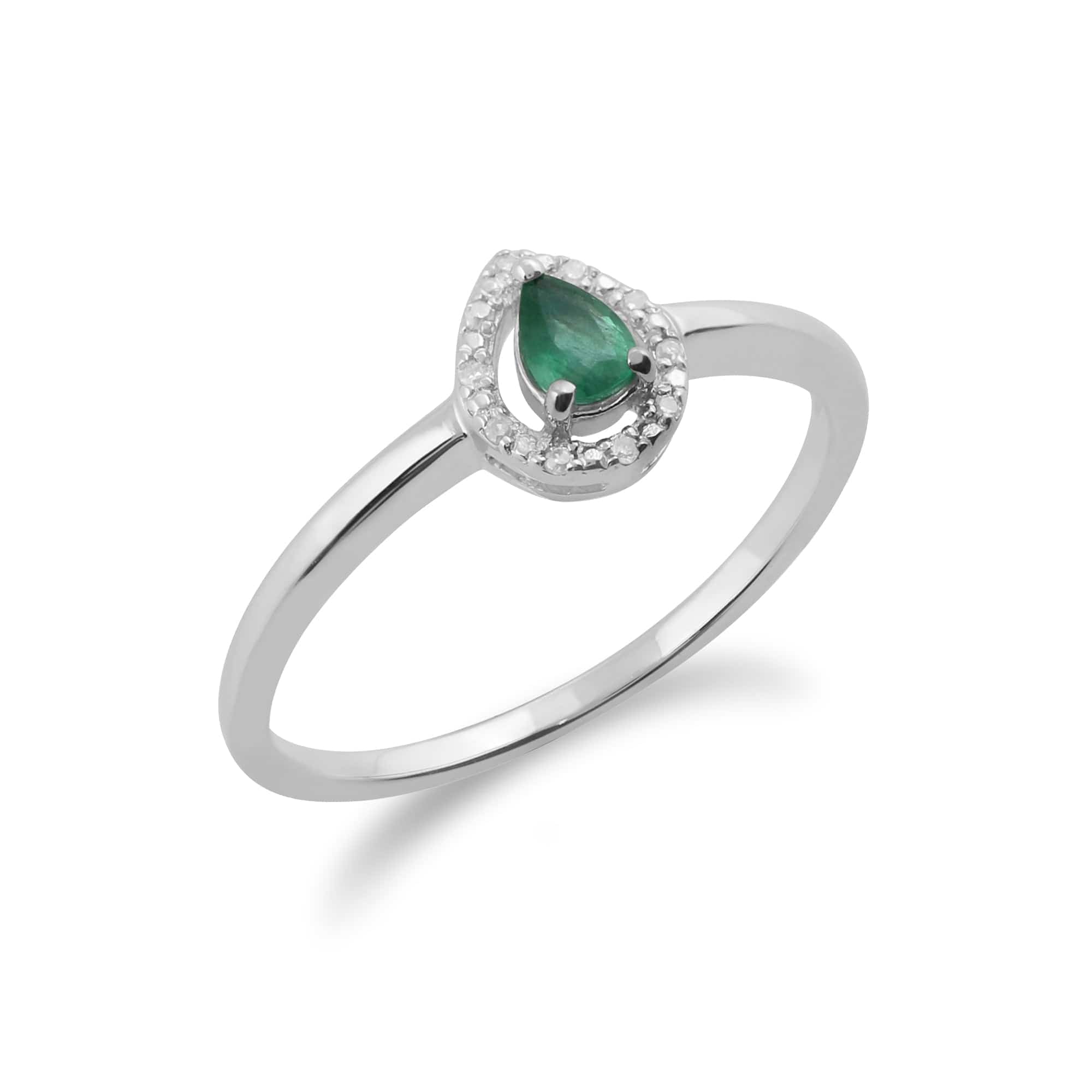 162R0289039 Gemondo 9ct White Gold Emerald & Diamond Pear Cluster Ring 2