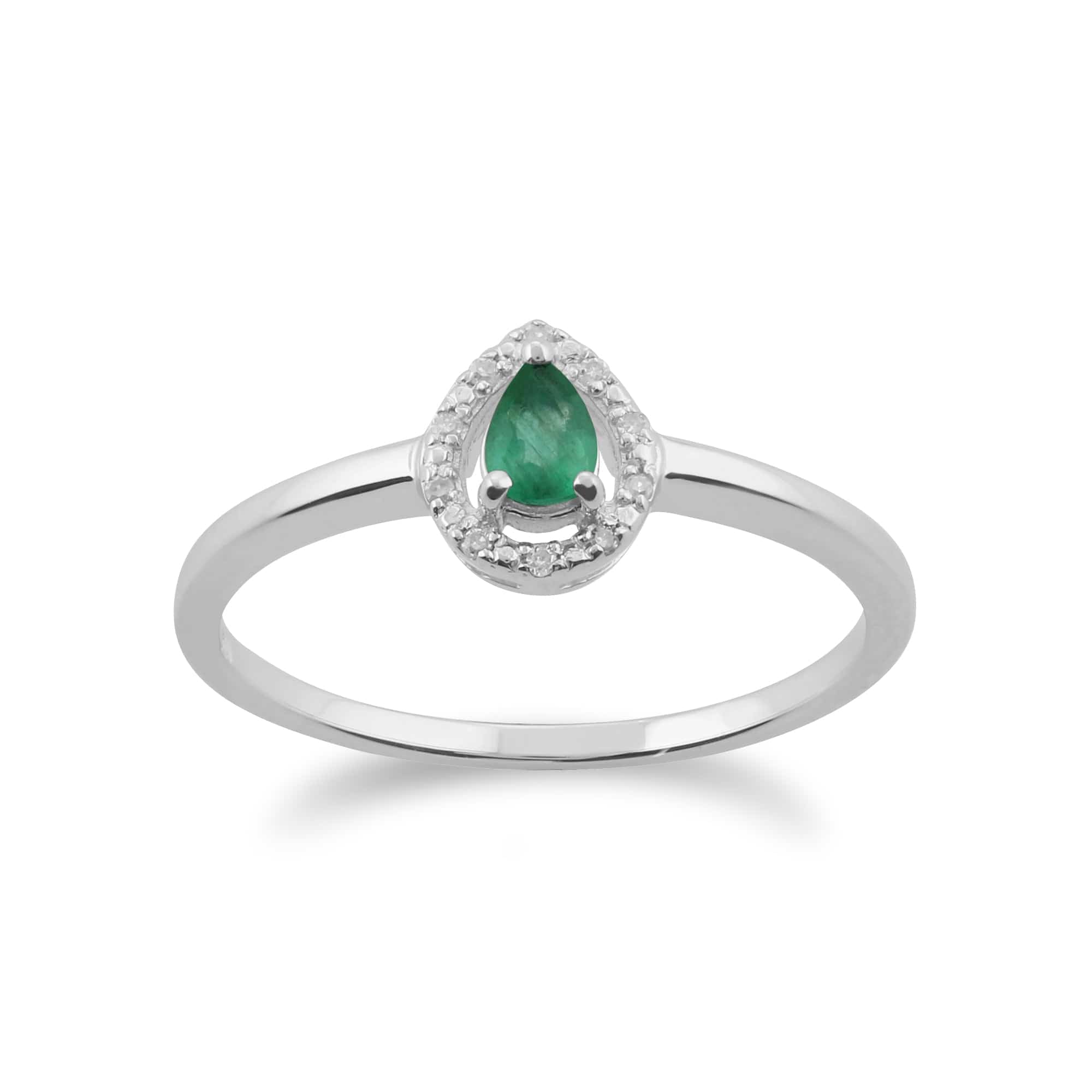 Gemondo 9ct White Gold Emerald & Diamond Pear Cluster Ring Image 1