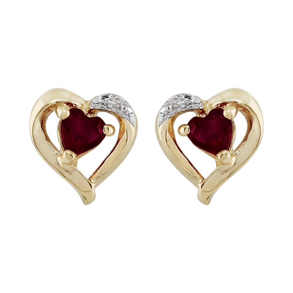 Classic Heart Garnet & Diamond Stud Earrings & Pendant Set Image 2