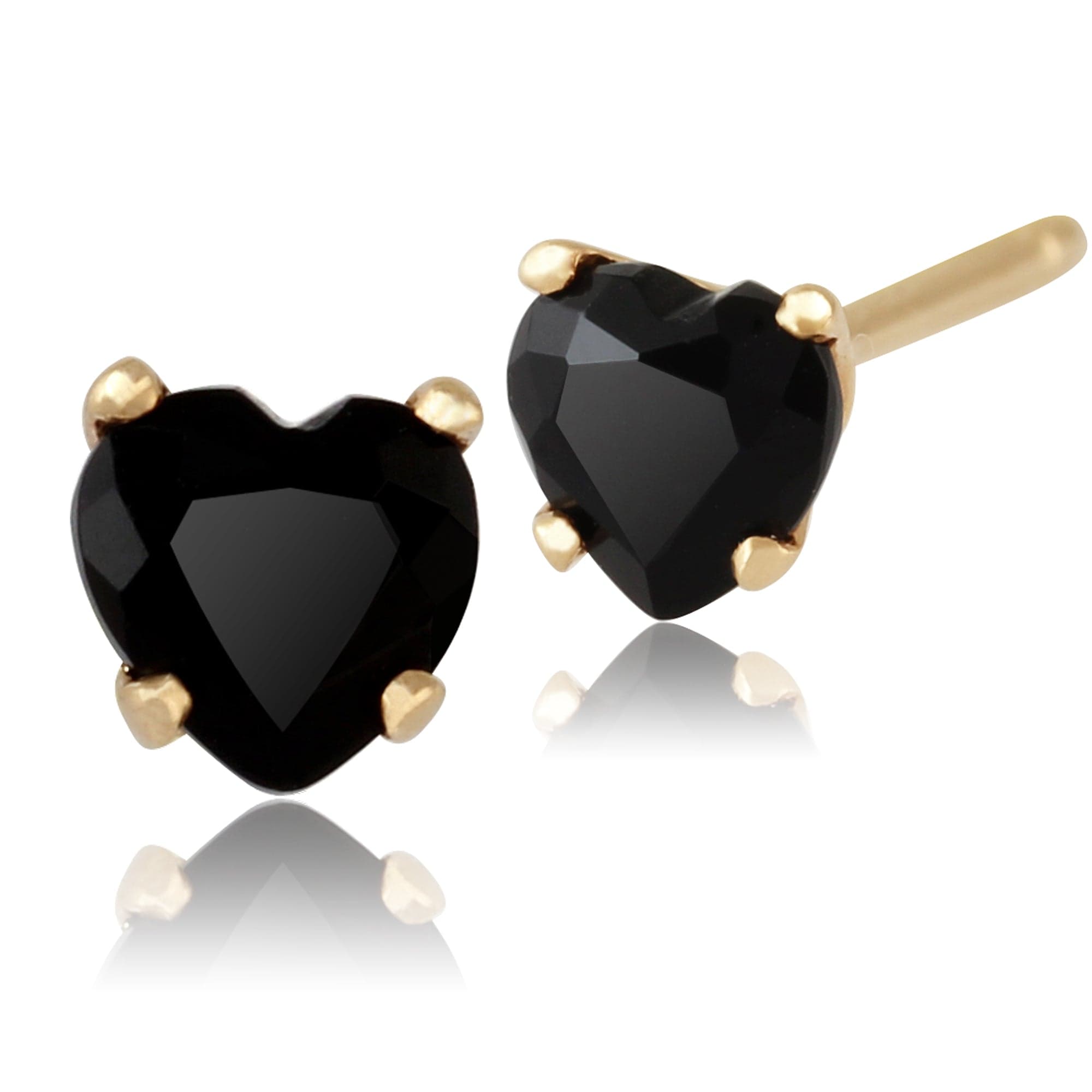 Classic Heart Black Onyx Petite Stud Earrings in 9ct Gold - Gemondo