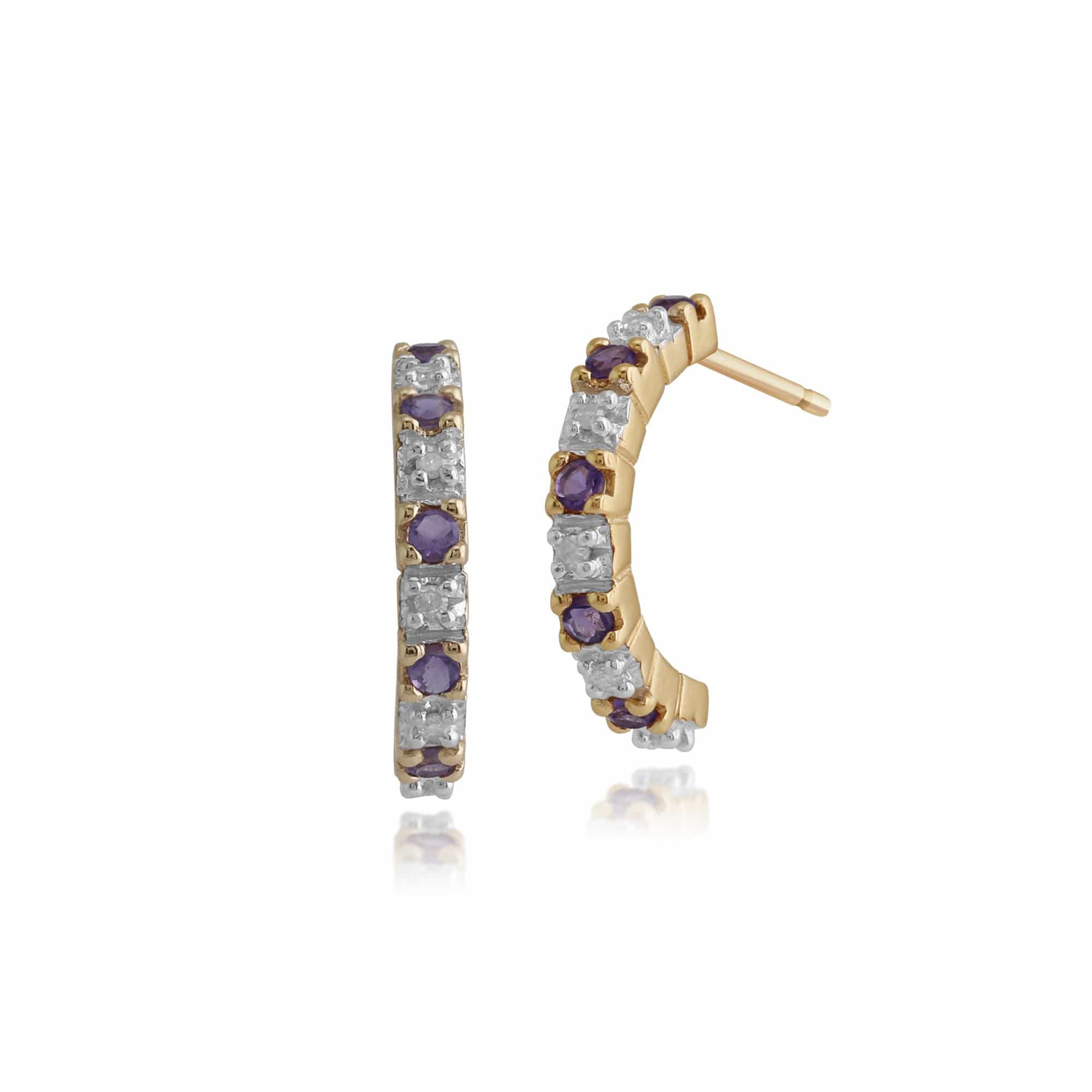 Classic Amethyst & Diamond Half Hoop Earrings & Half Eternity Ring Image 2
