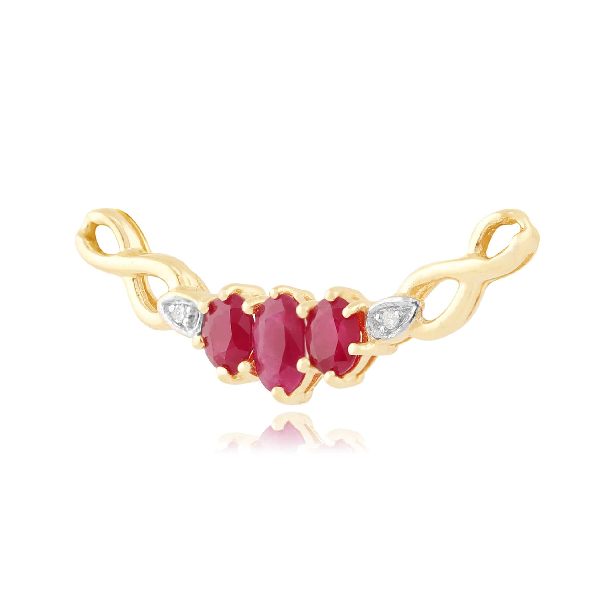 Infinity Ruby & Diamond Necklace in 9ct Yellow Gold - Gemondo