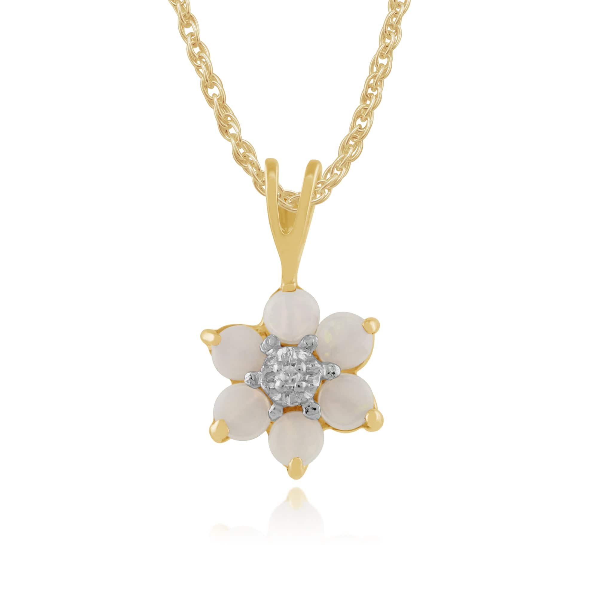 Floral Opal & Diamond Cluster Stud Earrings & Pendant Set Image 4