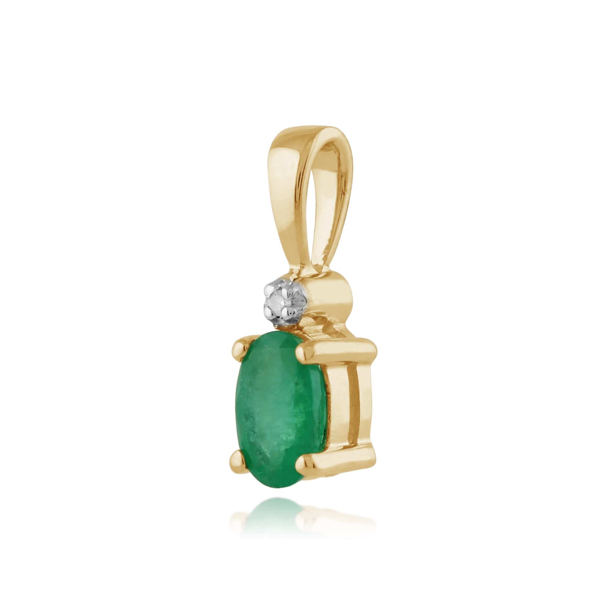 15645-16702 Classic Oval Emerald & Diamond Stud Earrings & Pendant in 9ct Yellow Gold 5