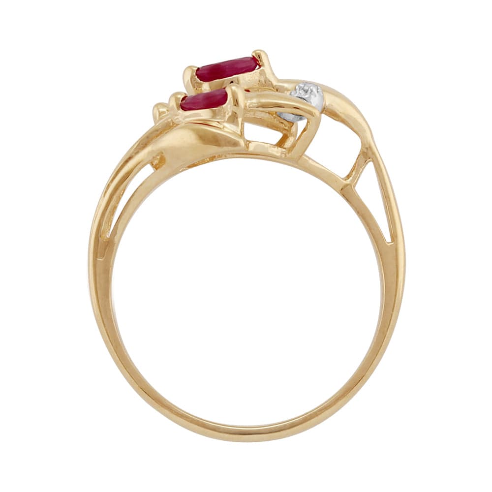 11241 Floral 0.24ct Marquise Ruby & Diamond 9ct Yellow Gold  Ring 3