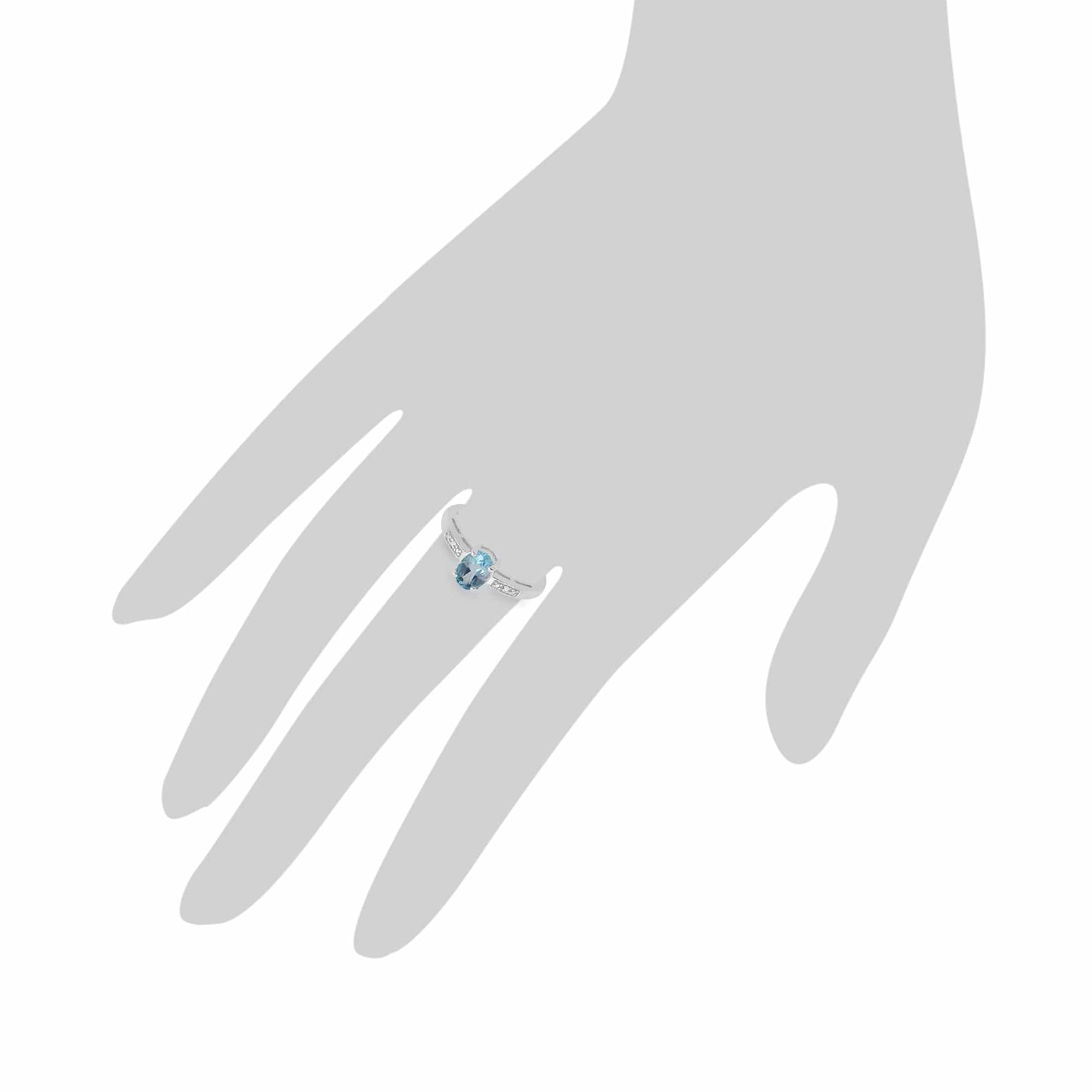 11379 9ct White Gold 0.87ct Blue Topaz & Diamond Single Stone Ring 3