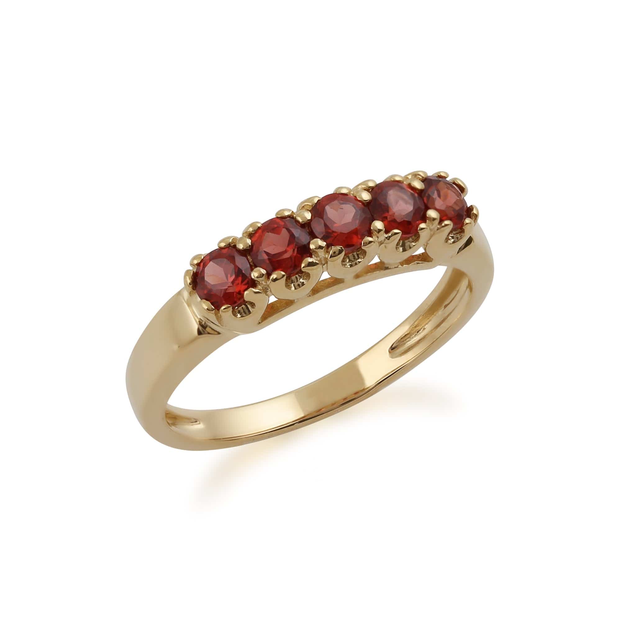 9ct Yellow Gold 0.63ct Natural Garnet Classic Five Stone Ring Image 2