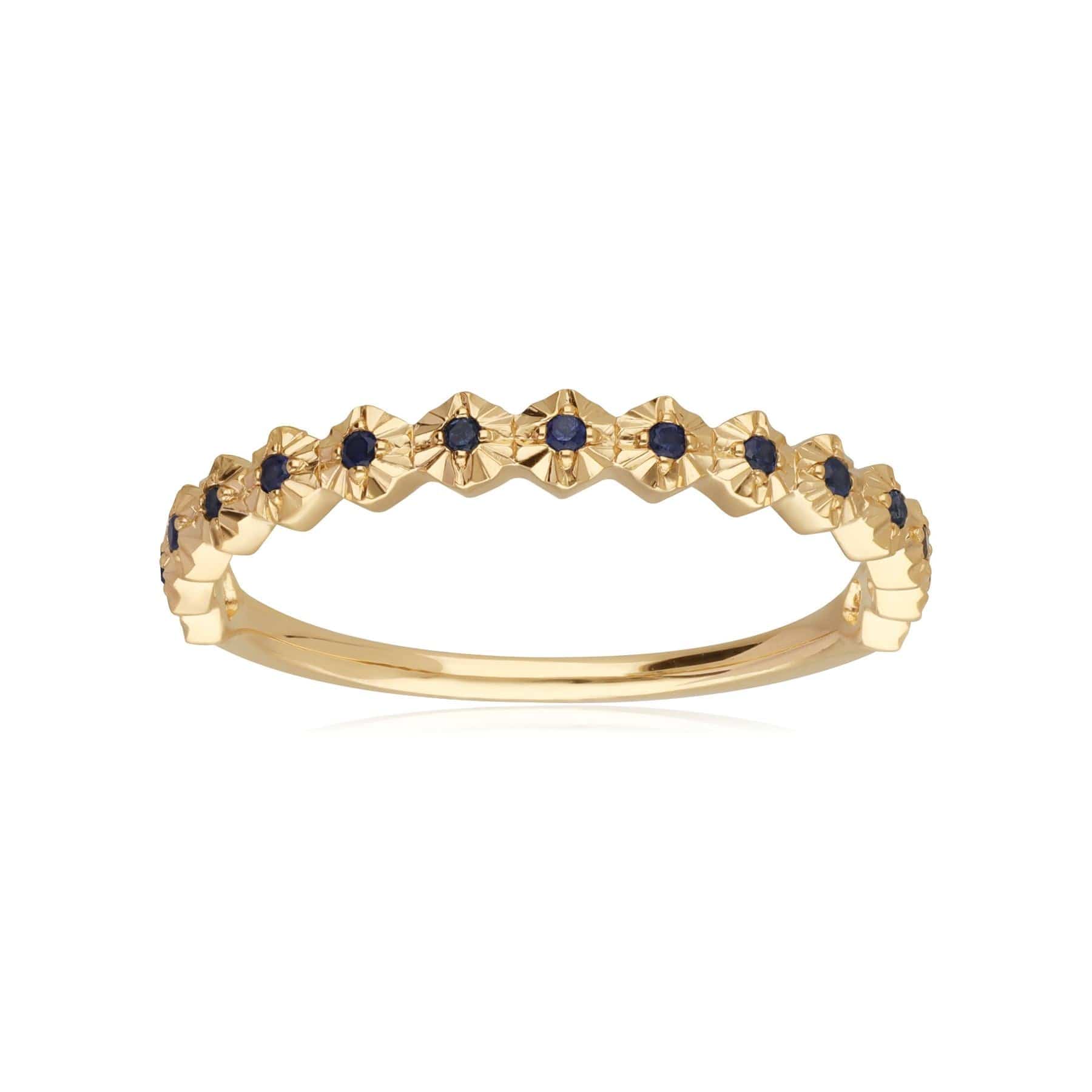 133R9549019 Half Eternity Sapphire Band Ring In 9ct Yellow Gold 3