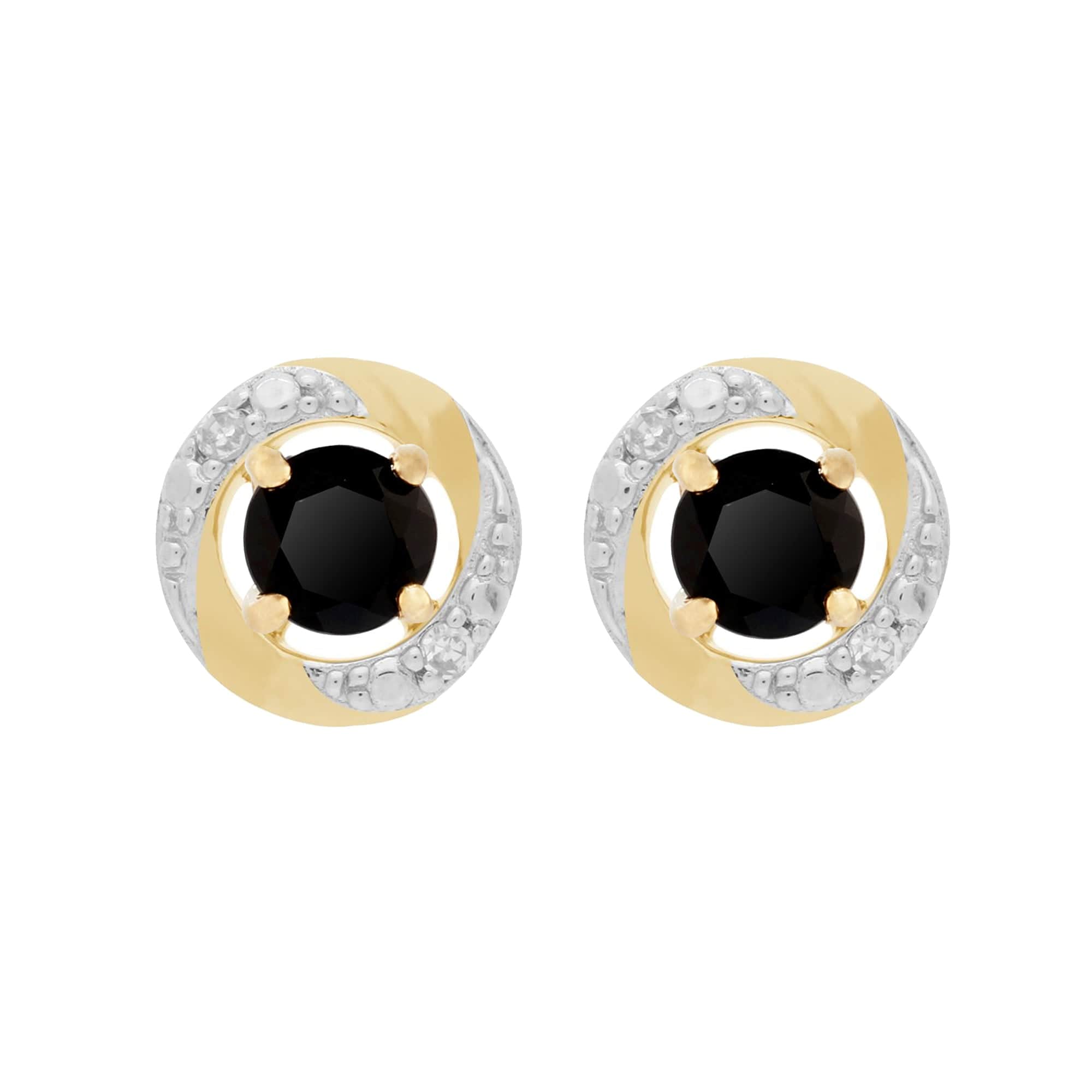 Classic Black Onyx Stud Earrings & Diamond Halo Ear Jacket Image 1 