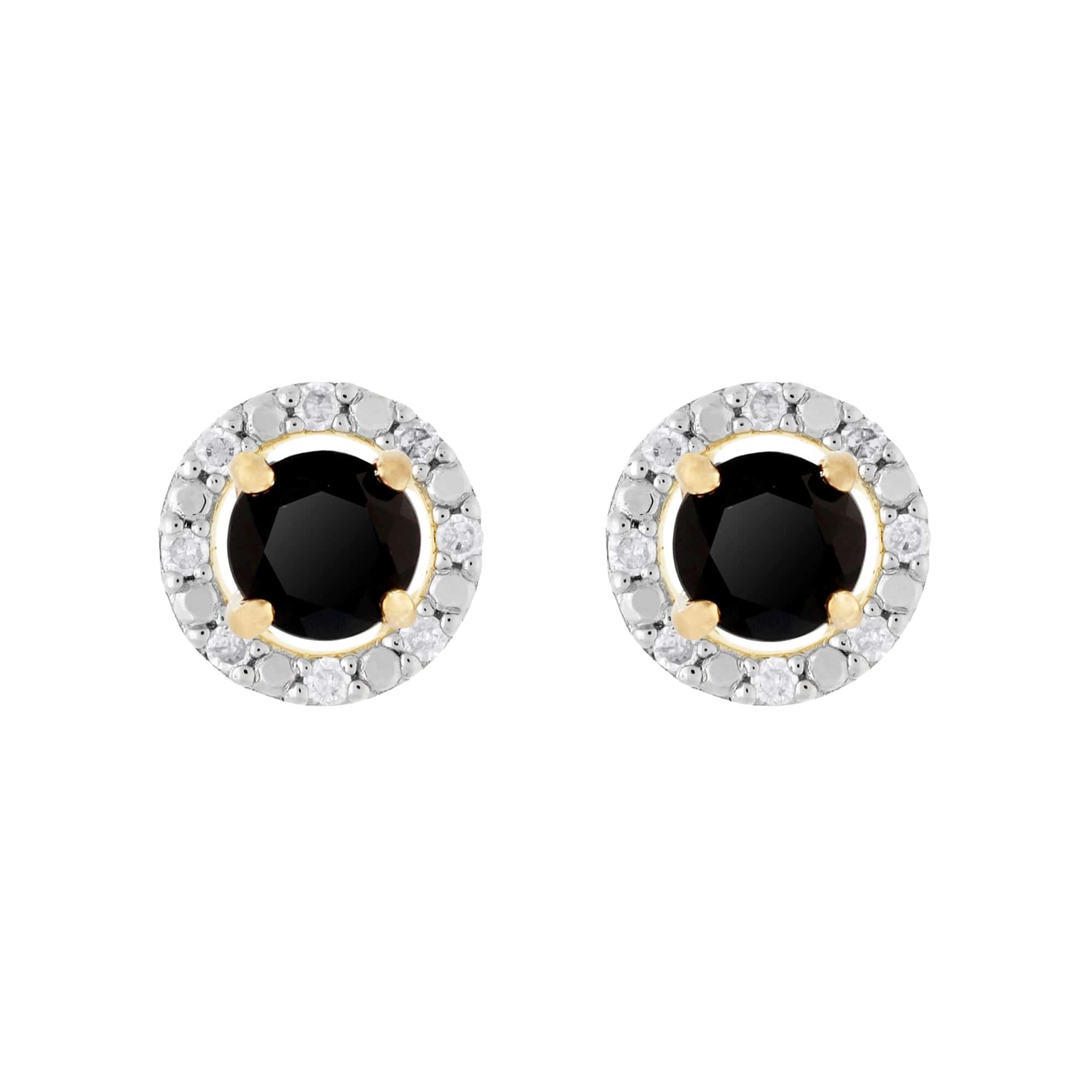 Classic Black Onyx Stud Earrings & Diamond Round Earrings Jacket Set Image 1