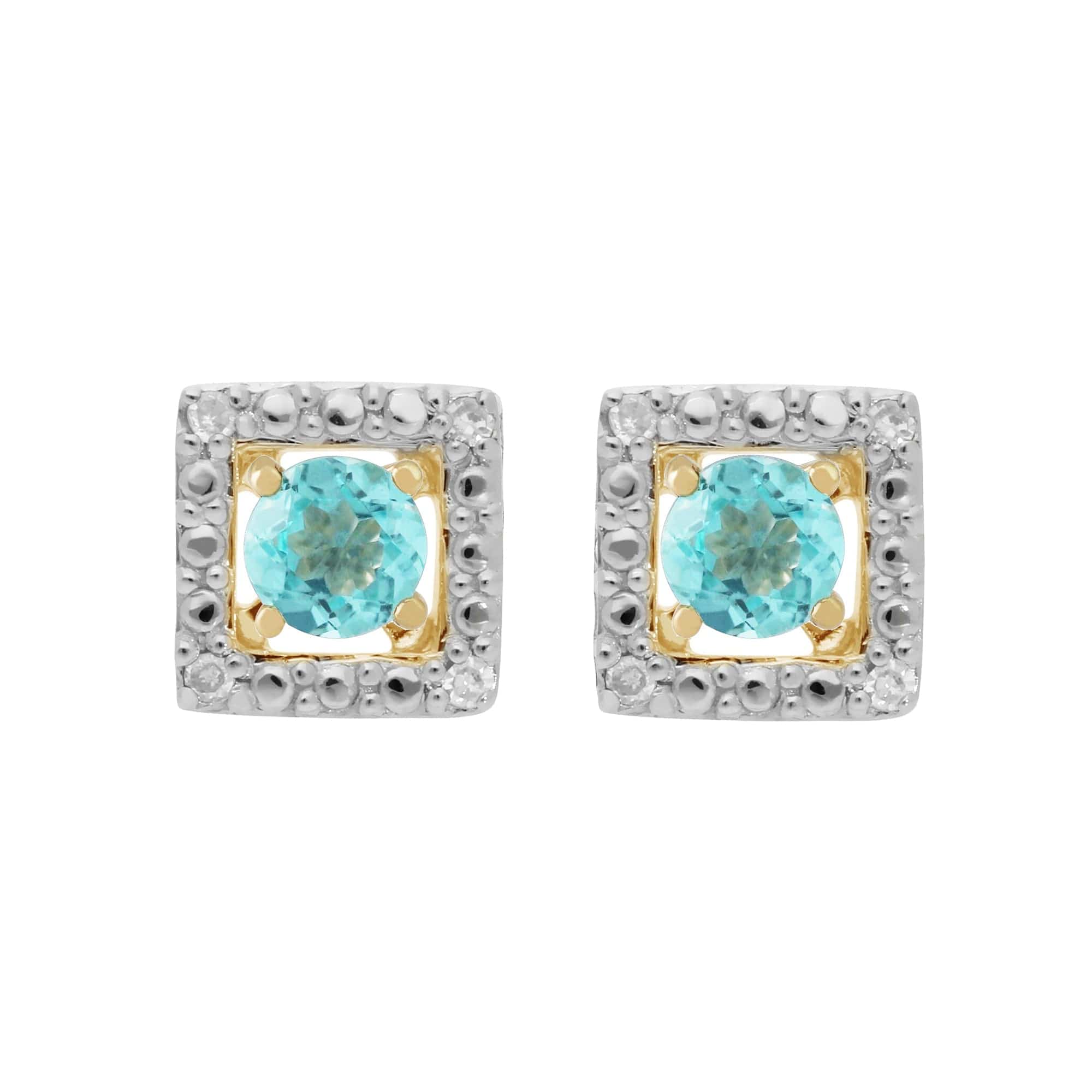 183E0083439-191E0379019 Classic Round Apatite Stud Earrings with Detachable Diamond Square Earrings Jacket Set in 9ct Yellow Gold 1
